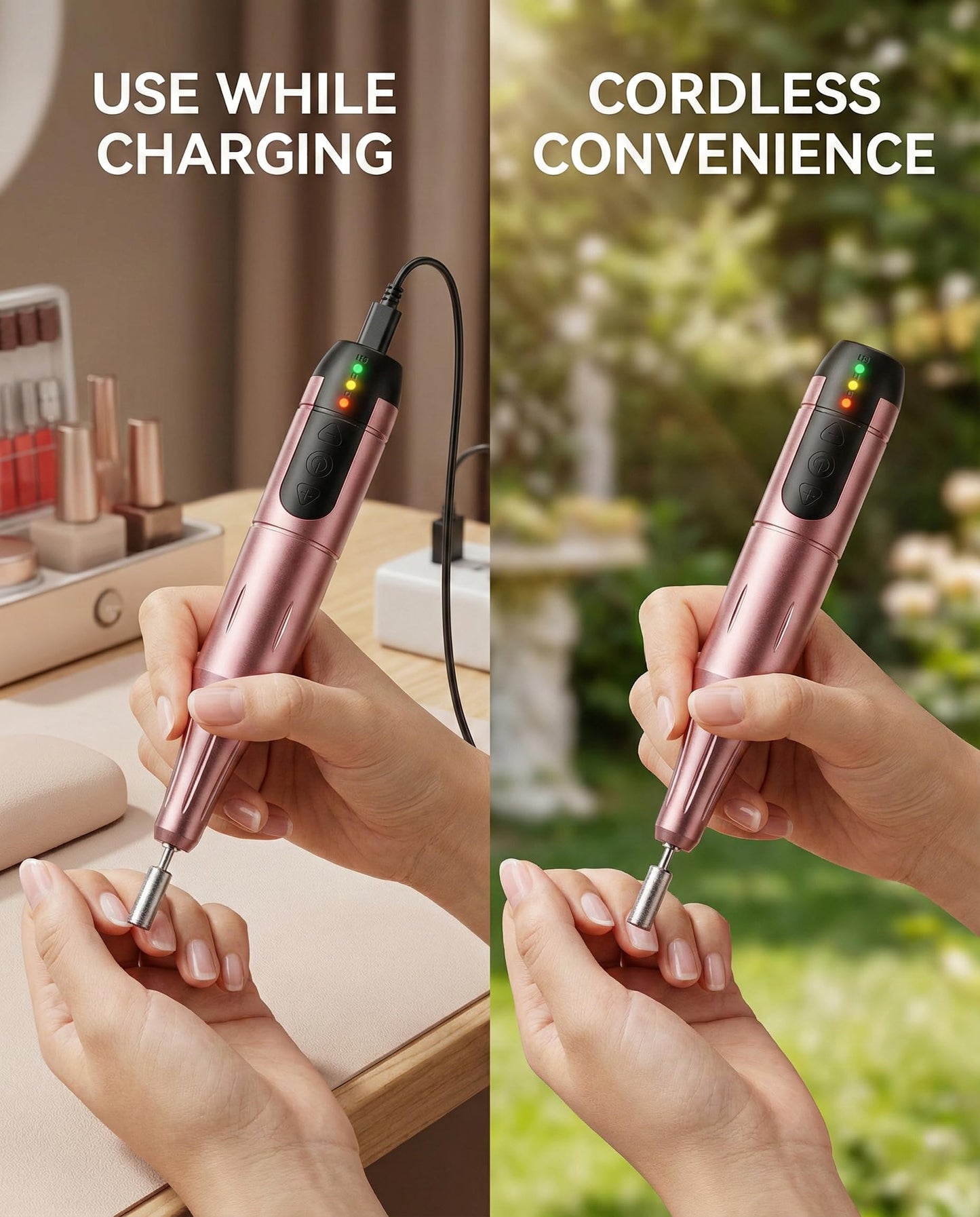 Ruaeoda Cordless Nail Drill Electric File: Professional for Acrylic Gel Dip Powder Nails Portable Nail Drill Machine Kit for Manicure Pedicure Nail efile Set Portable Electric Pedicure Kit