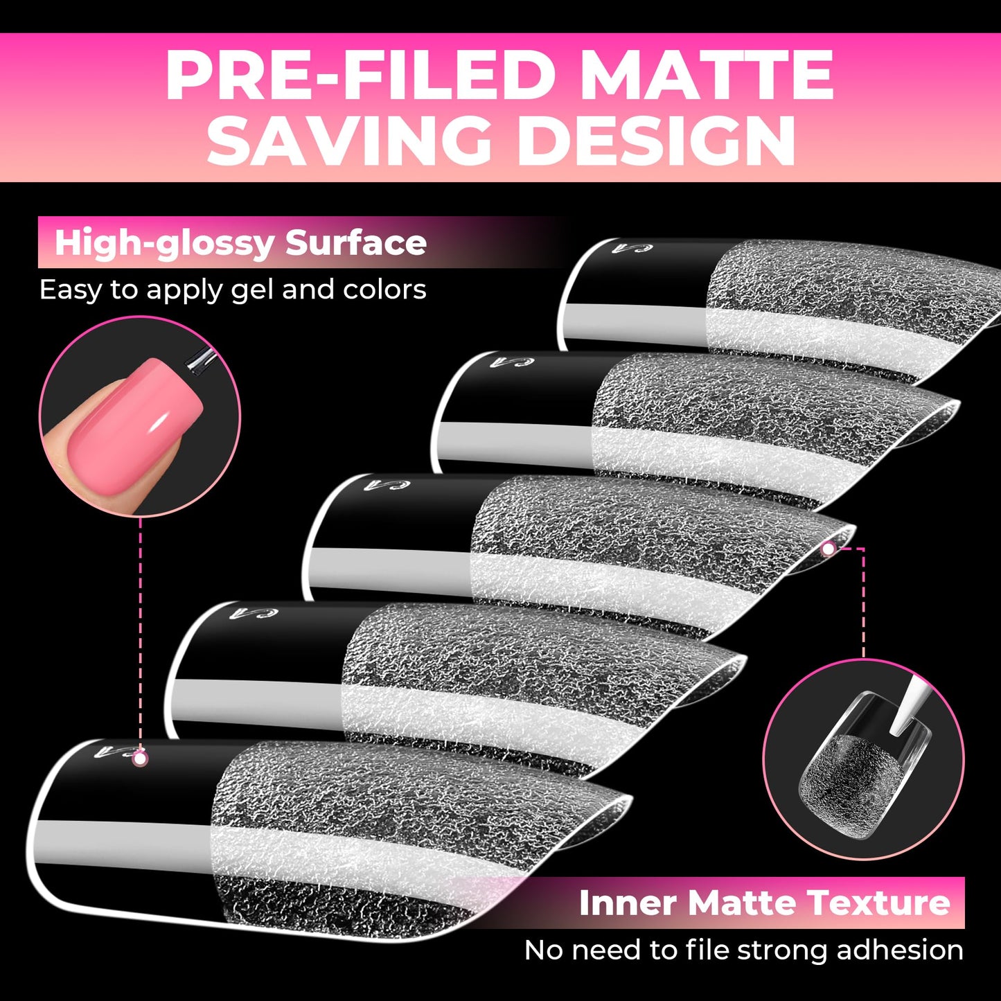 UNA GELLA Short Square Gel Nail Tips, 510Pcs Short Square Press on Nails 15 Sizes Half Matte Fake Acrylic Full Cover Nail Tips Clear No C Curve False Nails for Nail Extensions DIY Home Salon for Women