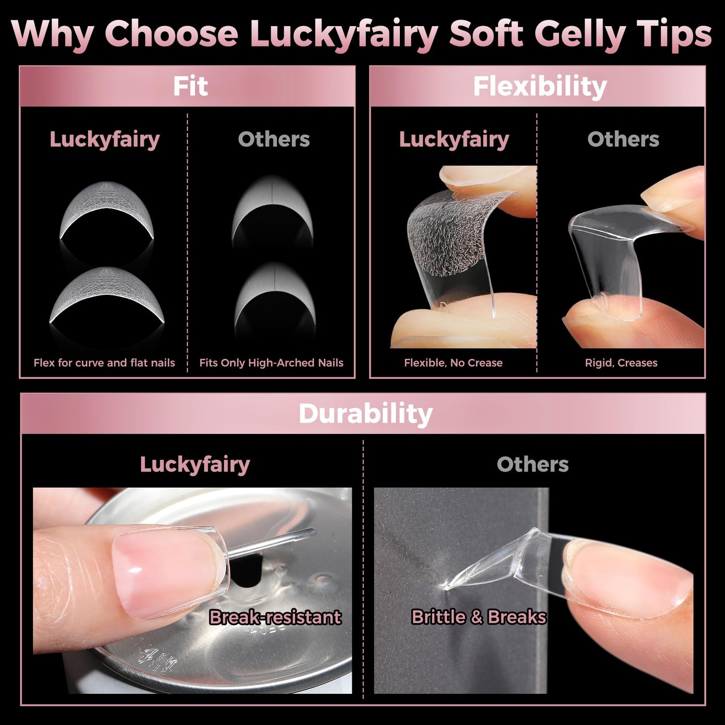 Luckyfariy Extra Short Coffin Nail Tips, 240Pcs Pre-shaped Half Matted Full Cover Ballerina Fake Nails Press on Extension, Soft Gel Clear Tips Home DIY Mani 12 Sizes