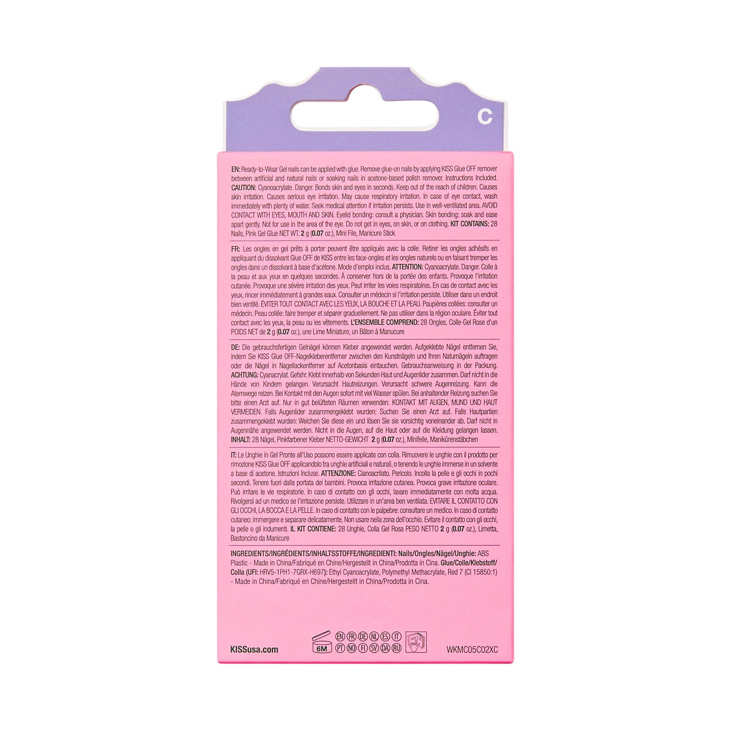 KISS X WICKED: FOR GOOD Press On Nails, ‘Bubble Of Brilliance’, Purple, Medium Oval, Waterproof, Chip Proof, Smudge Proof, 28 Fake Nails, Pink Gel Nail Glue (2g), Mini Nail File, & Manicure Stick