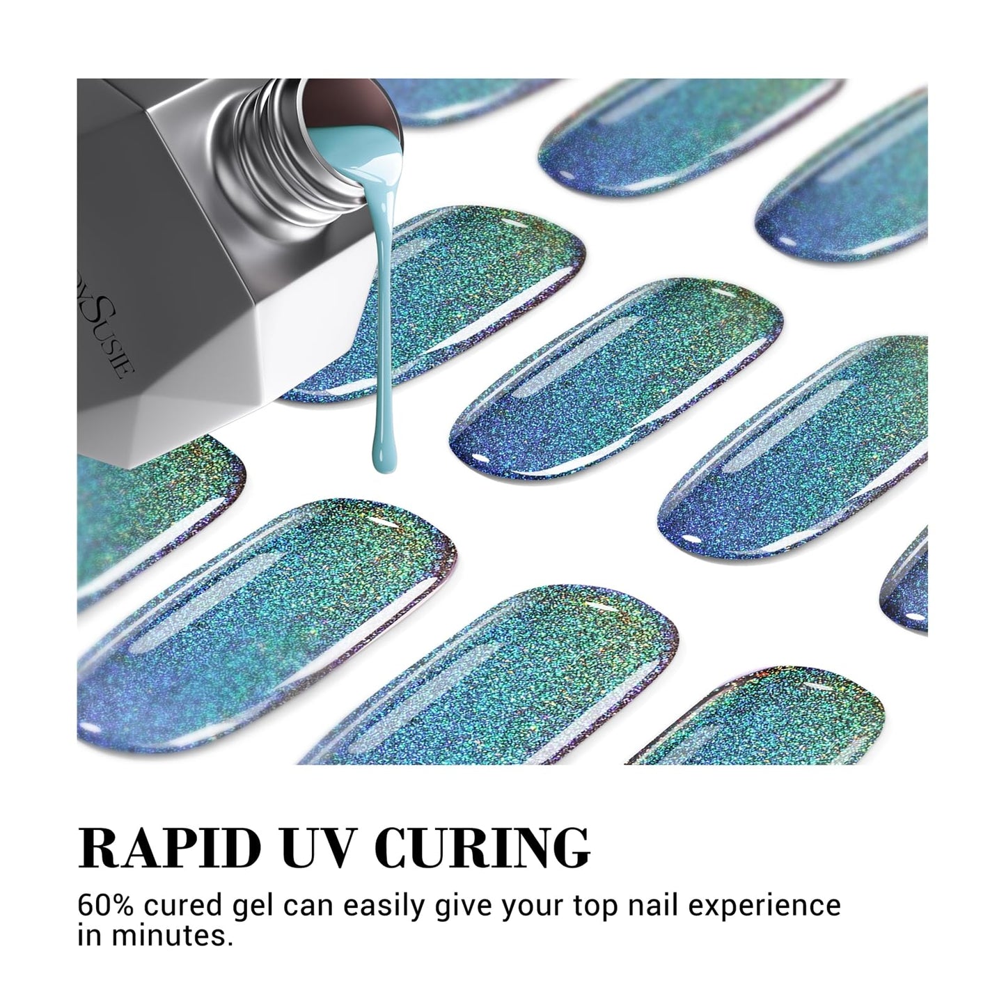 MelodySusie Semi Cured Gel Nail Strips (Chrome)- Works with Nail lamp and MelodySusie 10pcs Nail Drill Bits Set, 3/32 Inch Diamond Cuticle Nail Bits Kit for Nail Drill E-File