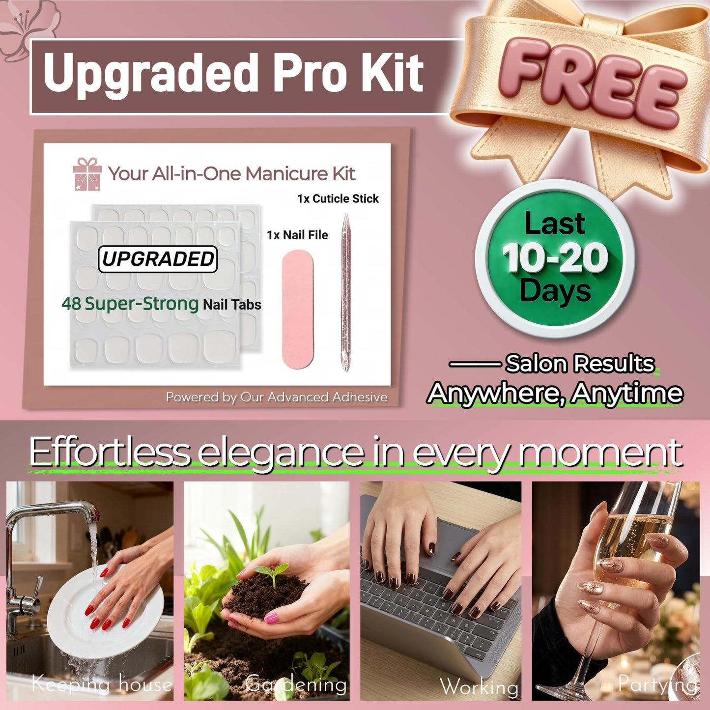 3D Red Press On Nails, Cute Bow & Polka Dot Design, Glossy Square Fake Nails with 3D Flower Accent, Holiday On Nails for Women, 30 PCS Set (The sizing runs small)