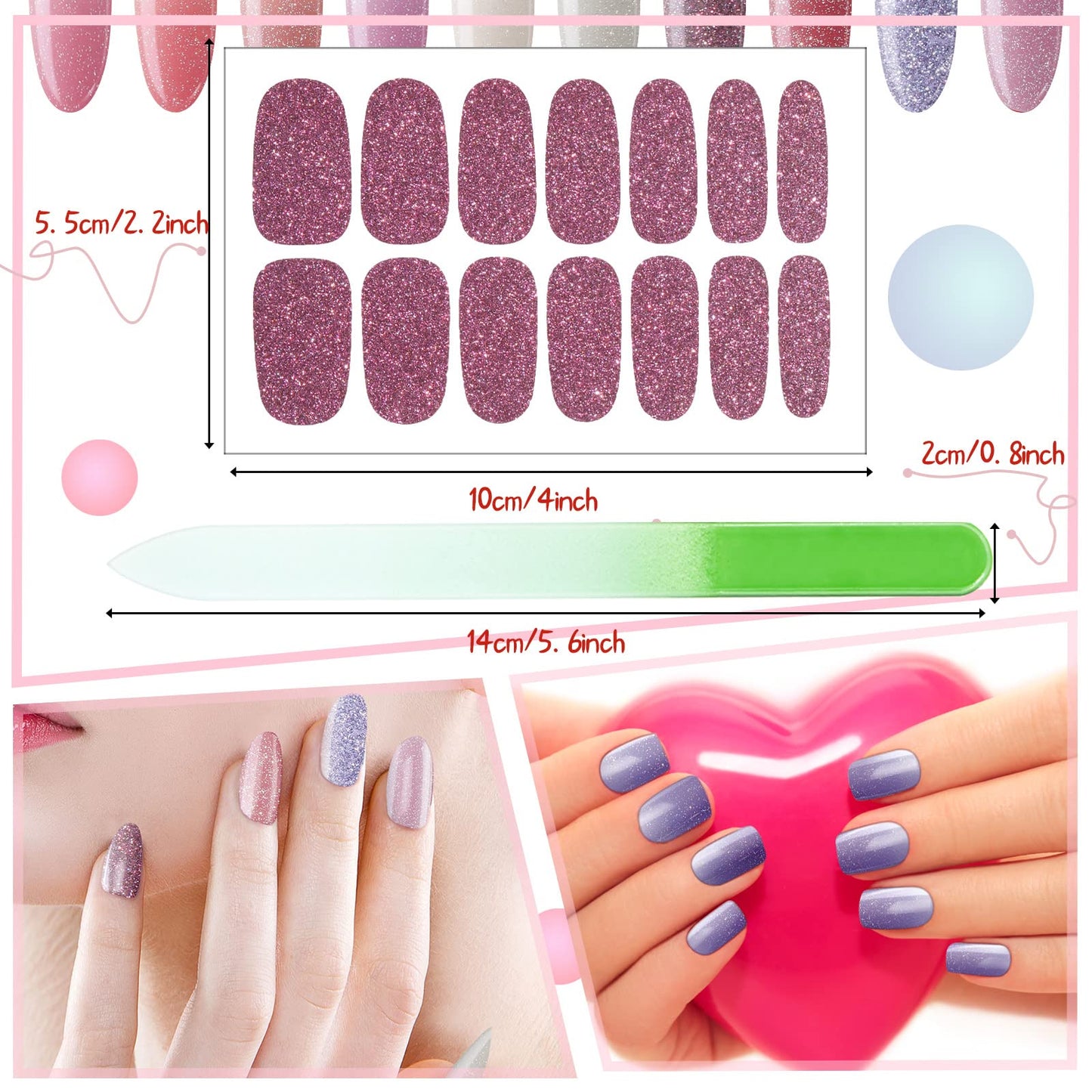 Maitys 336 Pieces 24 Sheets Full Wrap Nail Polish Strips Stickers Self Adhesive Gel Nail Strips Art Decals with File for Women DIY Decorations(Elegant Style)