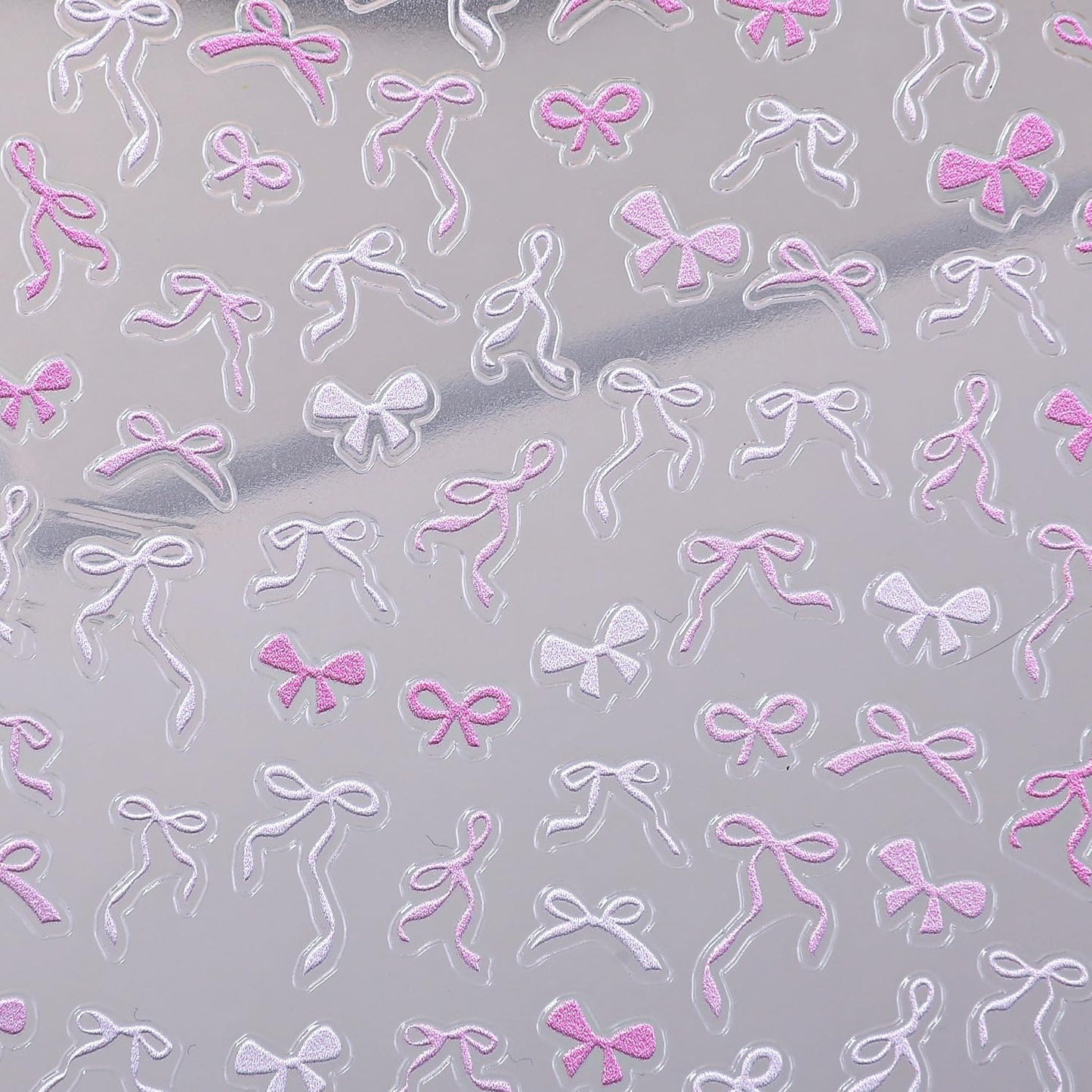 SIMAYKUWA Ribbon Bow Nail Art Stickers, 3-Sheet Nail Decals in Pink White Black Self-Adhesive Valentine's Day Nail Design Nail Supplies Nails Accessories for Women