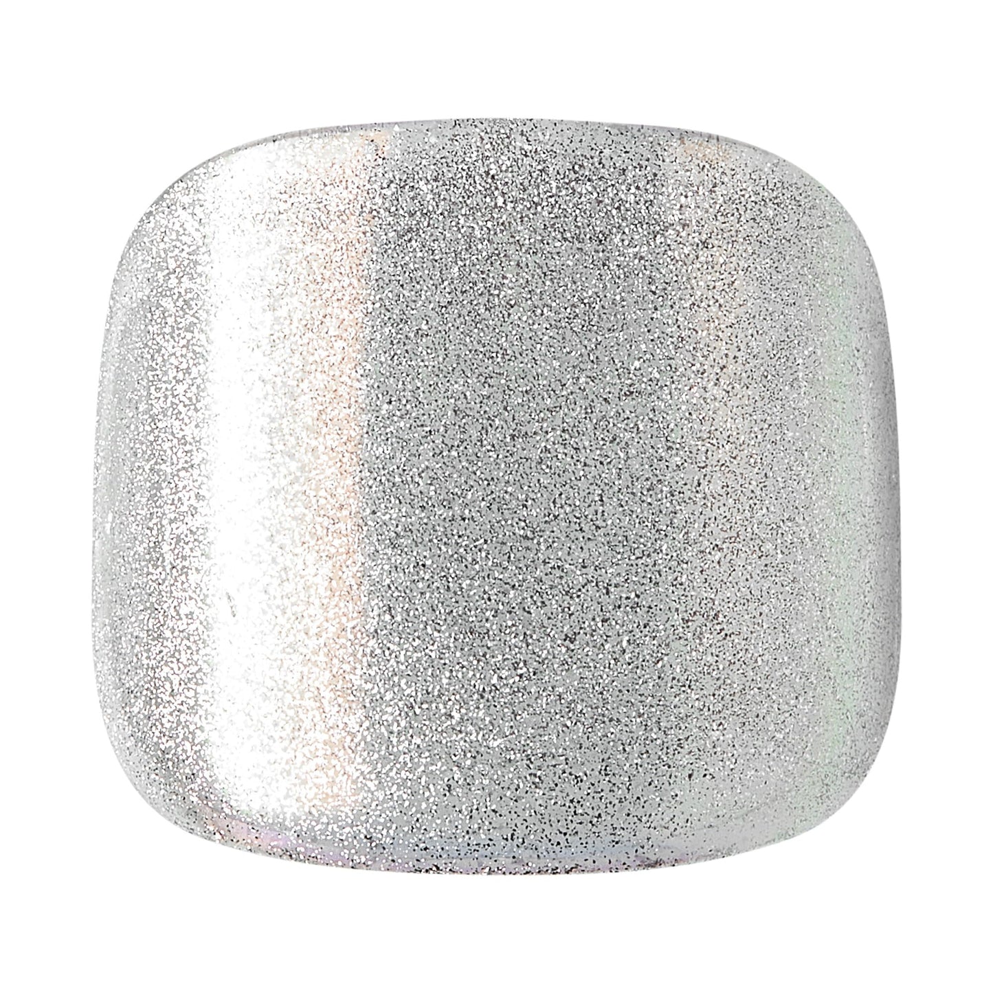 KISS Impress Premium No Glue Pedi Press-On Toenails, Sparkling White Silver, Silver Glitter, Squoval Shape, Includes 24 Nails, Prep Pad, 1 Manicure Stick, 1 Mini File