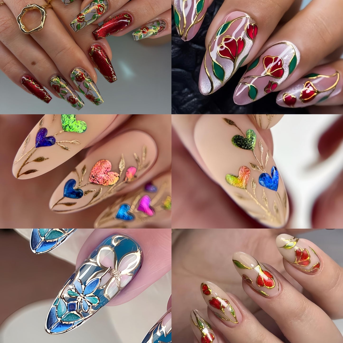 3 Sheets Valentines Day Nail Art Stickers 5D Embossed Heart Flower Nail Stickers Blue Floral French Nail Decals Love Flowers Nails Designs Valentines Nails Sticker for Women DIY Manicure Nail Supplies