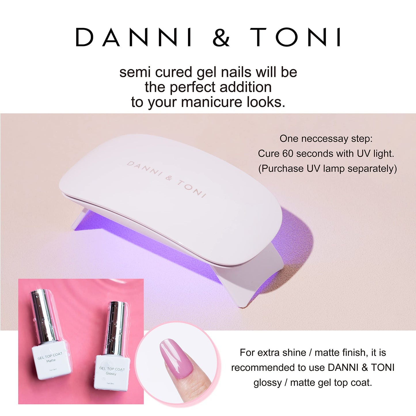 DANNI & TONI Semi Cured Gel Nail Strips Holographic Rainbow Laser Glitter Gel Nail Wraps 28 Stickers | Iridescent Charm