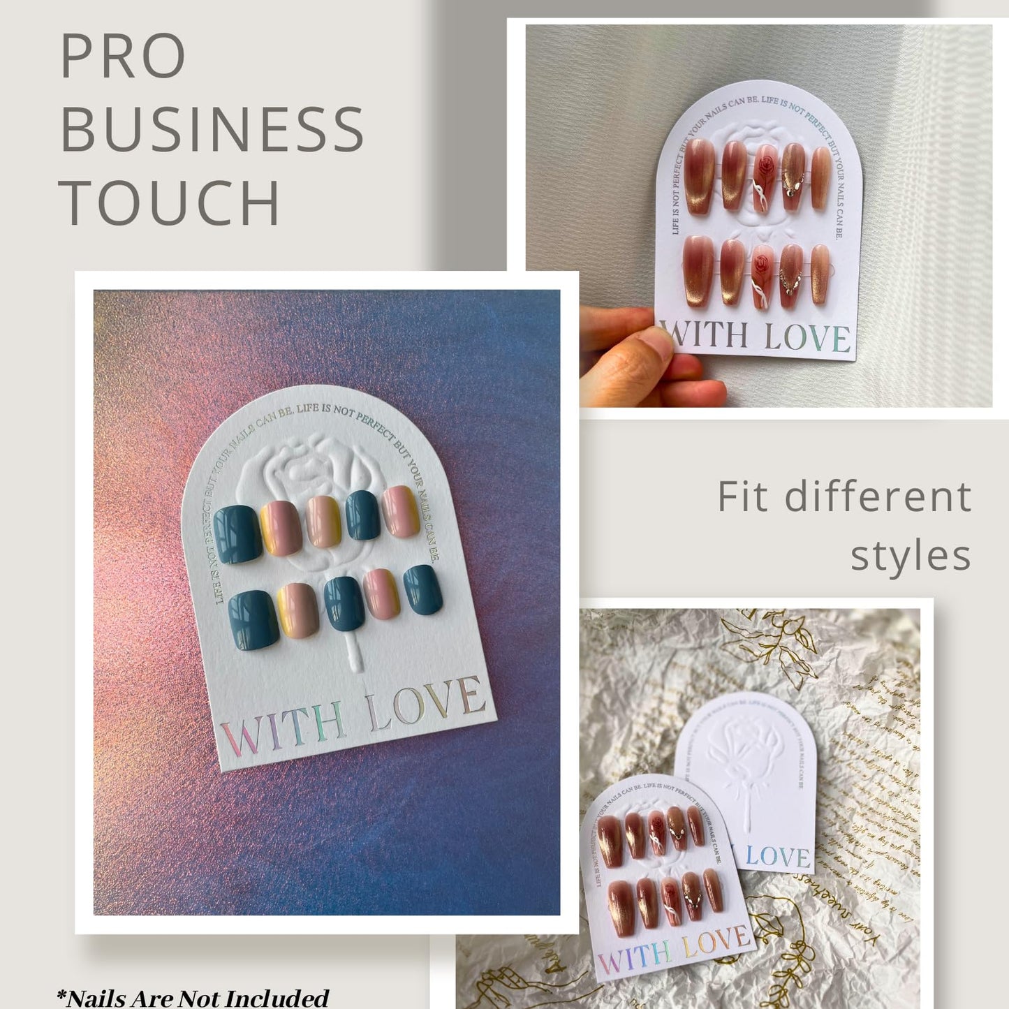 Press On Nails Sizing + Display Storage Card Bundle