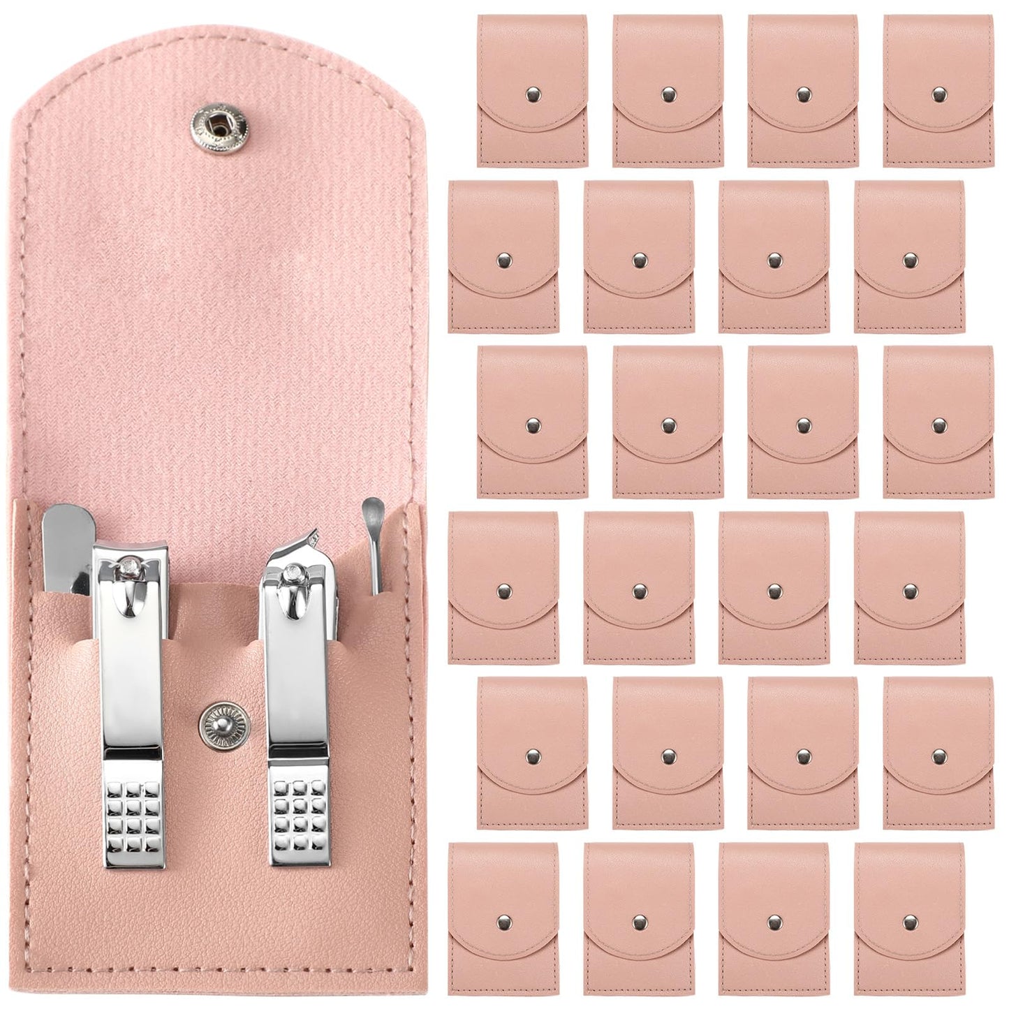 Lasnten 24 Set Valentine Manicure Set Bulk Nail Clippers Grooming Nail Kit Stainless Steel Professional Pedicure Tools Kit with Travel Case for Men Women Valentine's Day Gift(4 in 1,Pink)