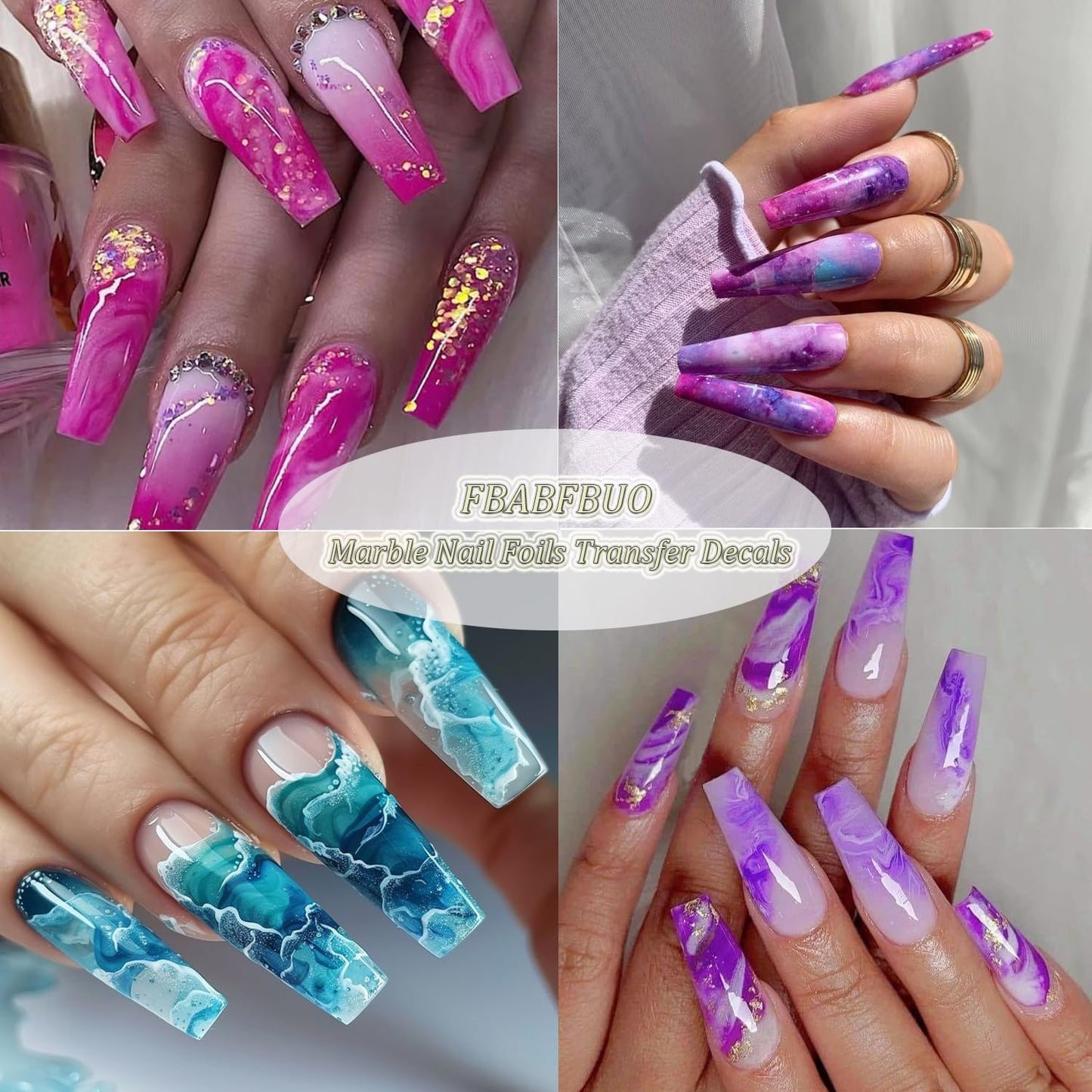 Marble Print Nail Art Foils Transfer Stickers 10PCS Marble Galaxy Pattern Nail Foils Adhesive Decals Nails Art Supplies Glossy Starry Sky Paper Transfer Slider for Women DIY Manicure Decorations