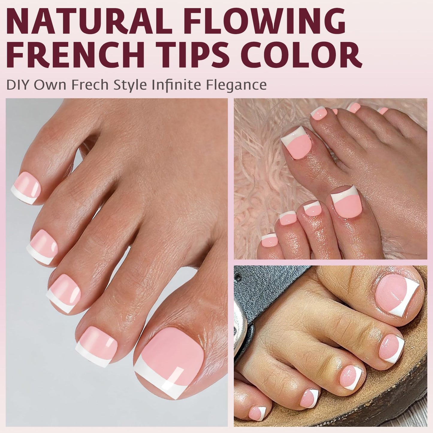 Bellelfin French Press On Toenails For Women with Nail Adhesive Tabs, 150 Pcs White French Tip Toe Nail Press Ons, Short Square Toenail Press On, 15 Sizes Full Cover Acrylic Fake Toe Nails