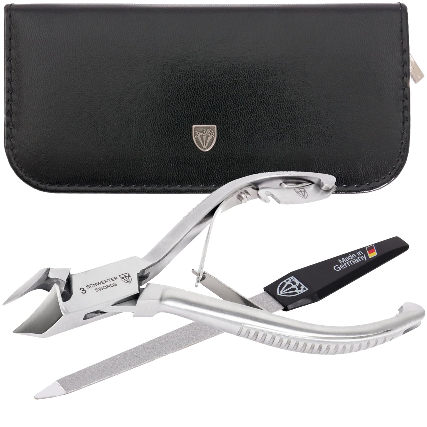 3 Swords Germany - Brand Quality Professional Toe Nail Nipper Clipper Set Stainless Steel Wave Nipper, Head Cutter, Nail File with case for ingrown Toe Nails, Manicure Pedicure by 3 Swords (196)