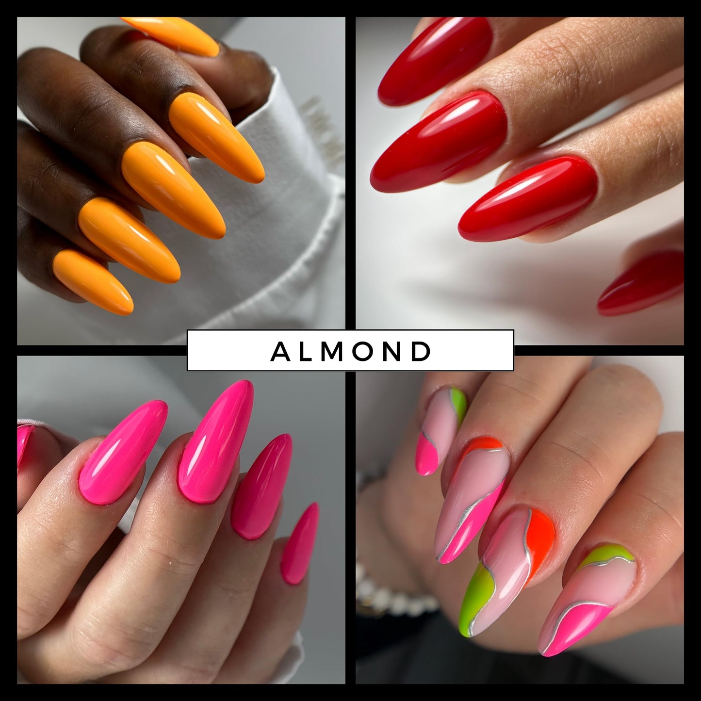 MGART Dual Nail Forms ALMOND Extension Structure Poly gel Nail Forms Full Cover Molds 12 Sizes for Solid Gel Glue Art Design Salon&DIY