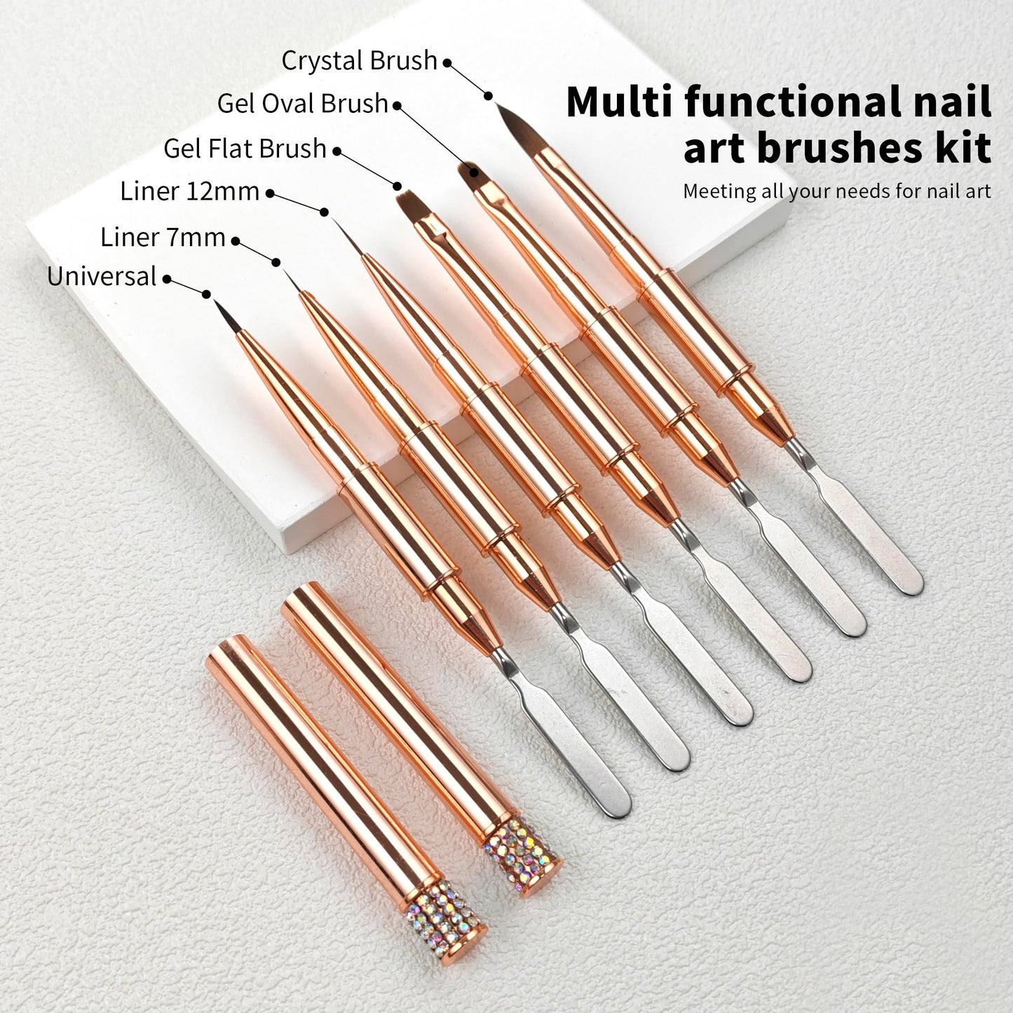 6Pcs Nail Art Brushes Metal Handle Professional Gel Polish Art Nail 3D Art Nail Dotting Brush Pen for Manicure DIY Home SalonNails Detail Paint Brushes Miniature Paint Brushes Fine Detailing Set