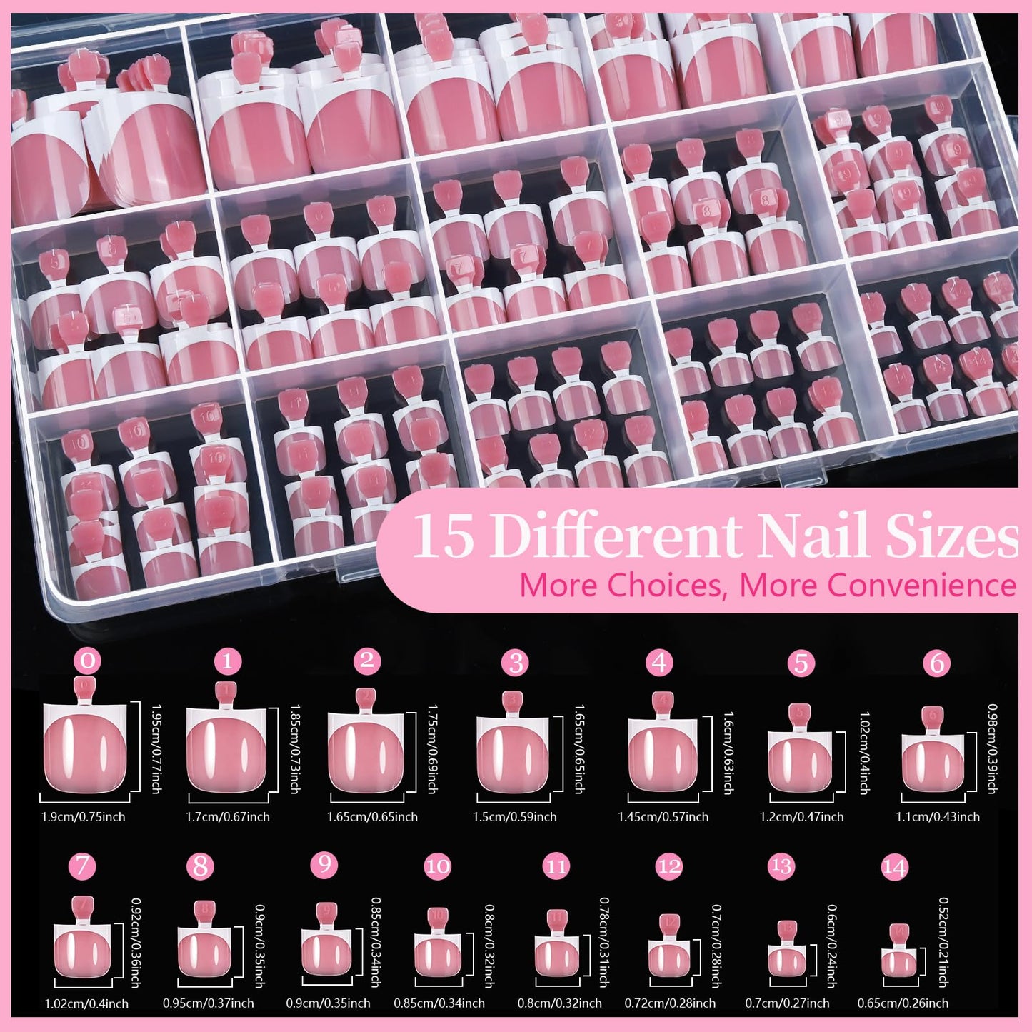Teenitor Square Toe Nail Press Ons, 150pcs French Tip Press on Toenails with Nail Glue, Thick Toe Press on Nails Fake Toe Nails for Women, 15 Sizes Toe Nails Glue on with Nail Charms for DIY