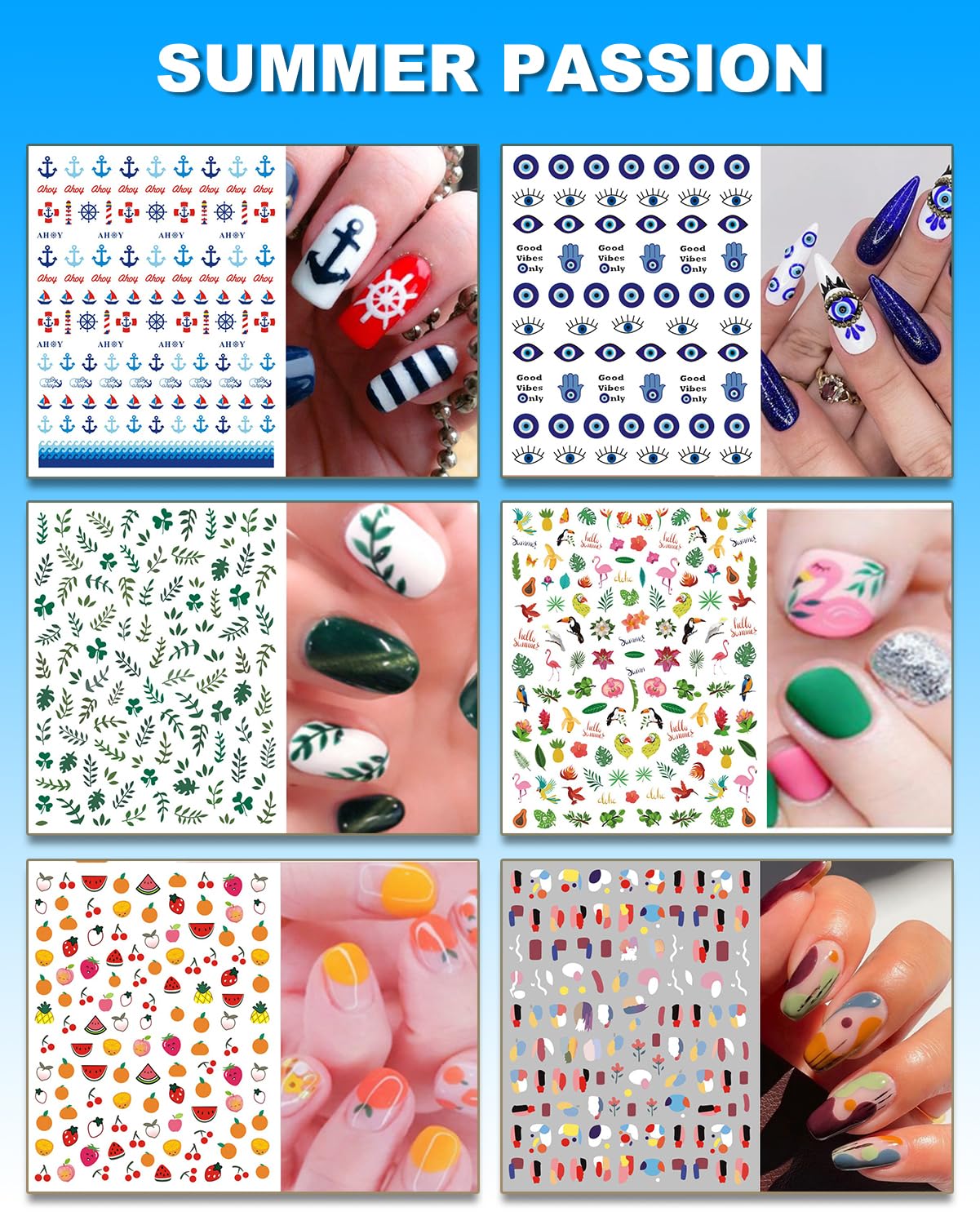winthrop 36 Sheets All Holiday Nail Art Stickers, Mixed Season Nail Decals Set for All Year, Spring Summer 3D Self-Adhesive Colorful Pegatinas Uñas Daisy Butterfly 4th of July Halloween Christmas