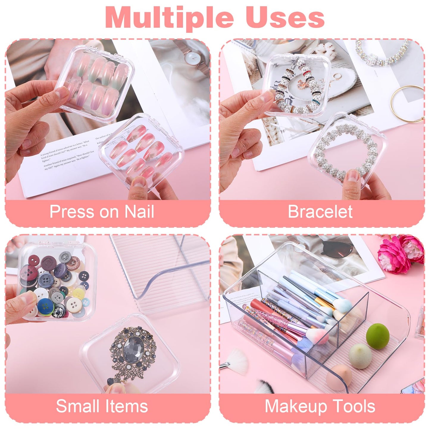 Lemecima 30 Pcs Press On Nail Storage Box Set with Acrylic Display Case Organizer - Press On Nail Packaging Box with 120 Pcs Adhesive Tapes for Fake Nail-Storage Nail-Display Nail-Salon