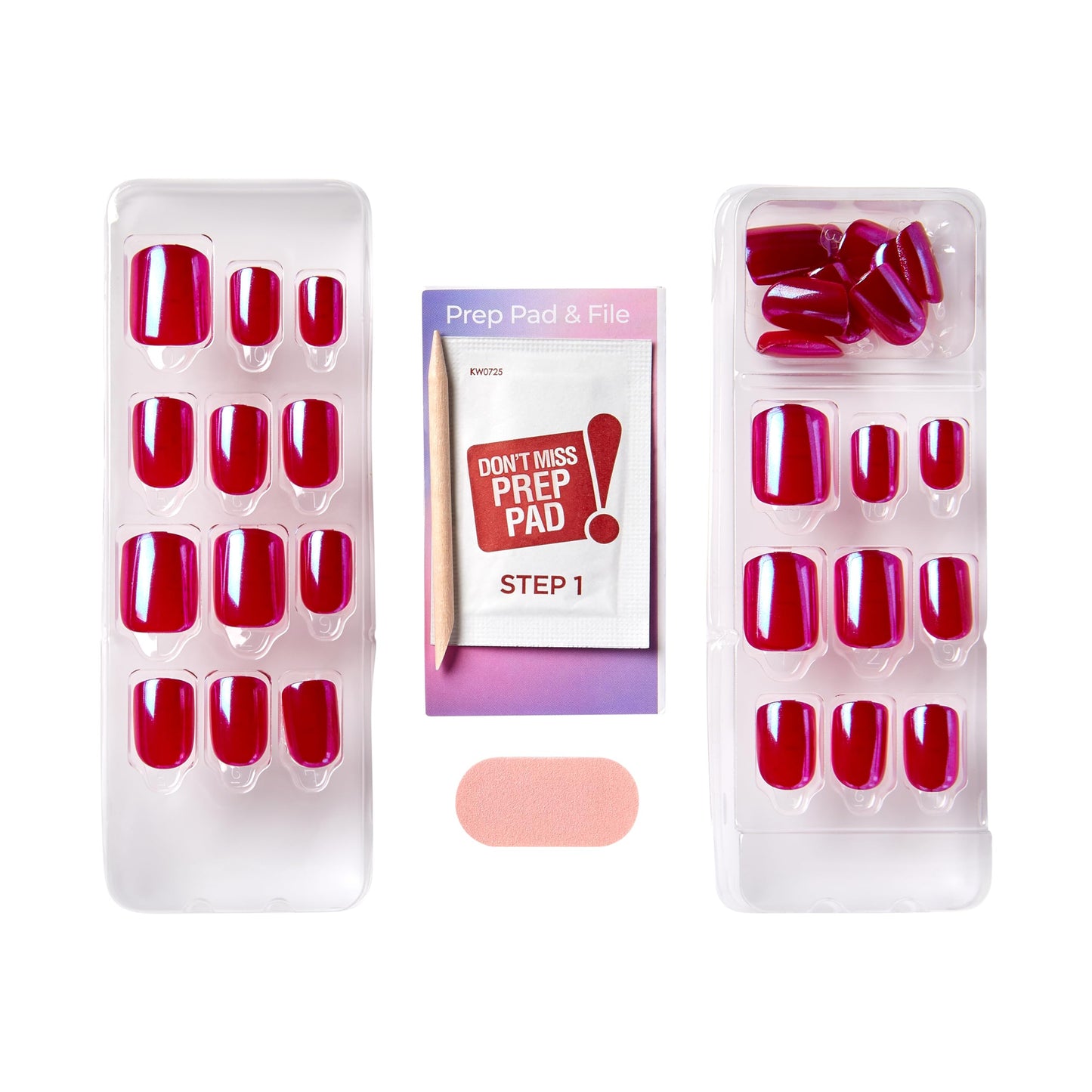 Kiss Impress No Glue Mani Press On Nails, Color FX, 'This City', Red, Short Size, Squoval Shape, Includes 30 Nails, Prep Pad, Instructions Sheet, 1 Manicure Stick, 1 Mini File