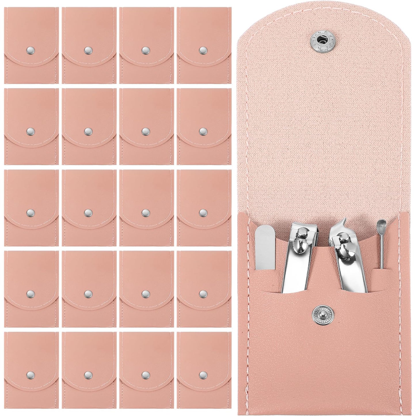 PercyEffie 20pcs Nail Clipper Set Manicure Set Bulk 4in1 Mini Manicure Kits Bulk For Gift Sets Manicures Kit For Women Beauty Pedicure Kit small bulks gifts for women Wrapped Nail Clippers for Home