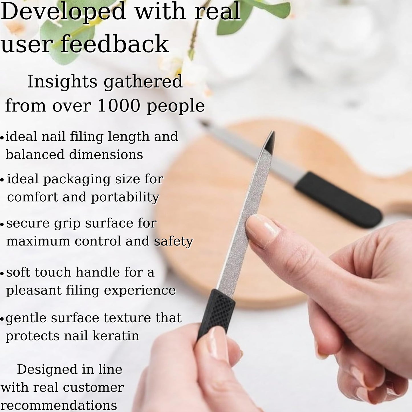 Professional Sapphire Black Nail File – Fine & Coarse, 5" Stainless Steel, Double-Sided Metal File, Ergonomic Non-Slip Handle, for Natural, Gel, Acrylic Nails, Manicure & Pedicure Tool