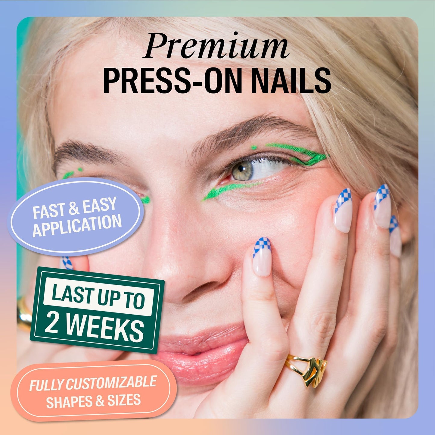 Chillhouse - Chill Tips, Press on Nails Kit - Checked Out 2.0 (Oval) - 24 Nail Shapes & Sizes - Up to 2 Weeks of Wear - Customizable Fit - Reusable - Latina Founded & Women Owned - Beauty & Self Care