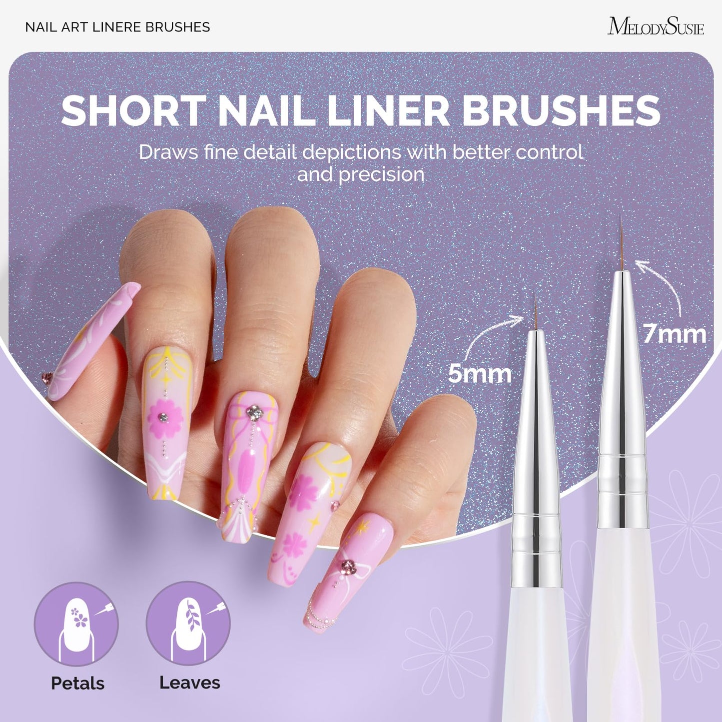 MelodySusie 5Pcs Nail Art Liner Brushes MelodySusie Nail Art Pens Set