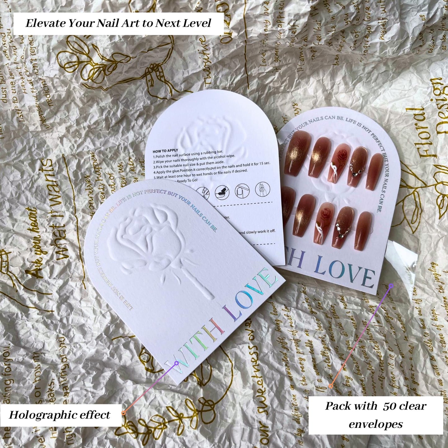 Press On Nails Sizing + Display Storage Card Bundle
