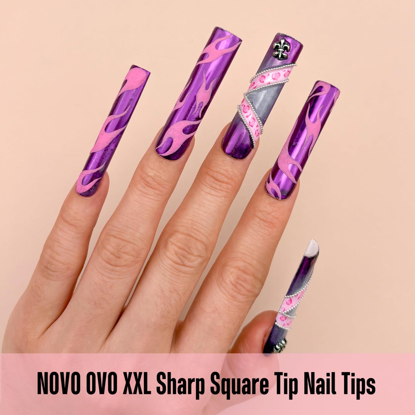 NOVO OVO XXL Square Nail Tips Matte - 240Pcs Pre-Etched Soft Gel Press on Nails, No File Needed Full Cover False Nails for Acrylic, Thickened 2XL PMMA Extension Kit (15 Sizes, Frosted Clear)