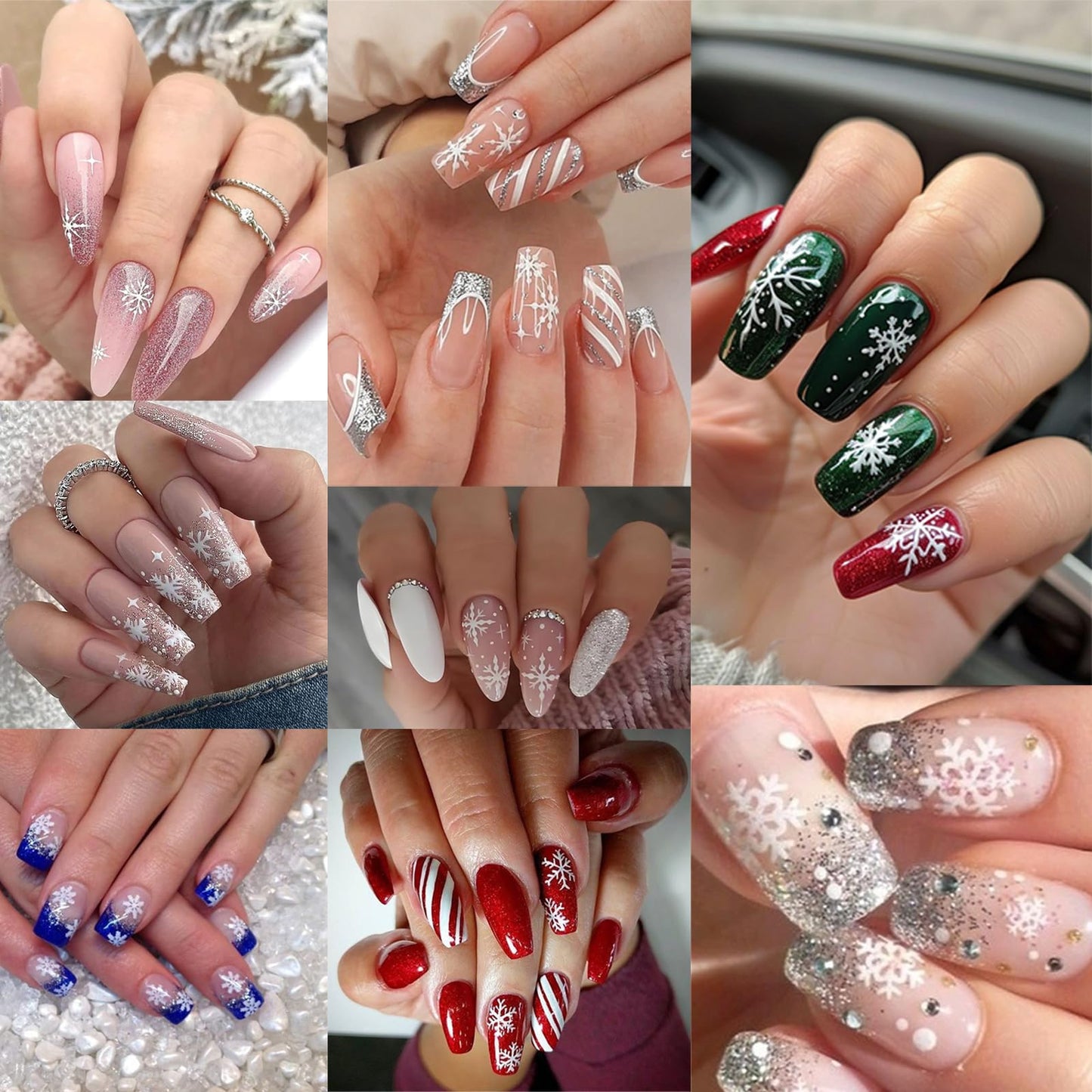 30 Sheets Christmas White Snowflakes Nail Art Sticker Decals 3D Self- Adhesive Snowman Elk Design Nail Decals Christmas Sleigh Nail Supplies Stars Lace for Women Kids DIY Nail Art Decoration