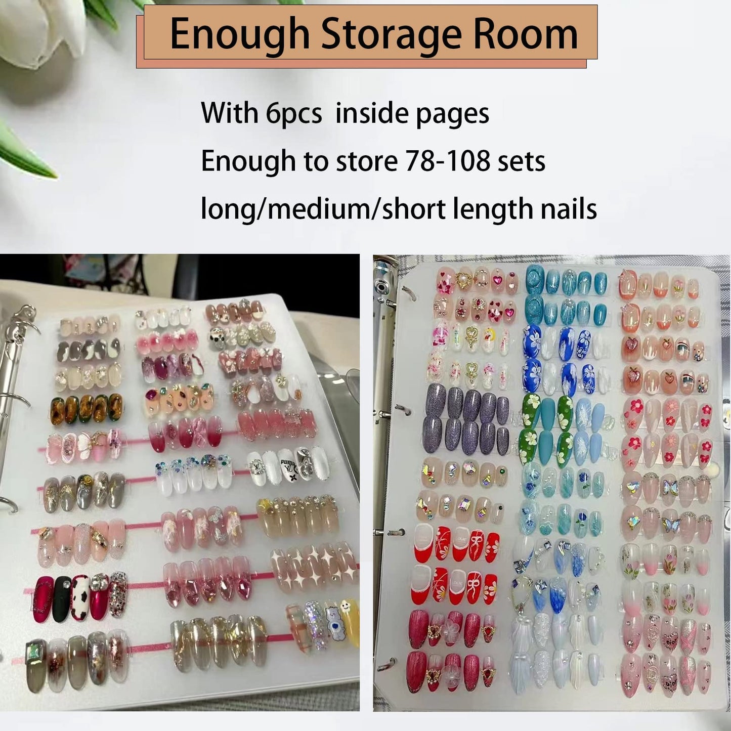 GUXACU Large Press On Nail Organizer 10 PCS Clear Empty Press On Nail Storage Press On Nail Packaging for Fake Nail Storage Nail Display Nail Salon Press On Nail Supplies Organizer with Nail Tape