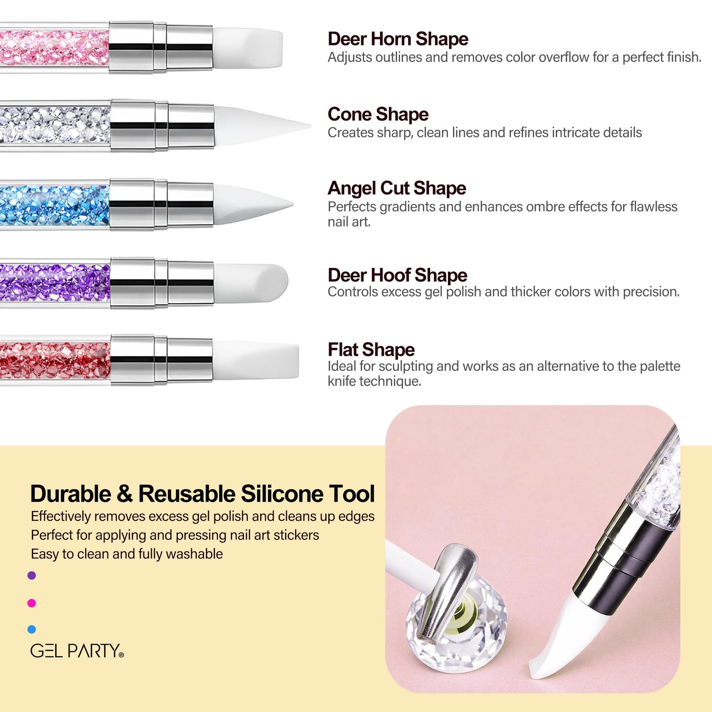 GEL PARTY Professional Nail Art Brush Kit – 21 Pcs Pastel Color Detail Brushes Set for Gel, Acrylic, Ombre & Nail Painting – Salon & DIY Use