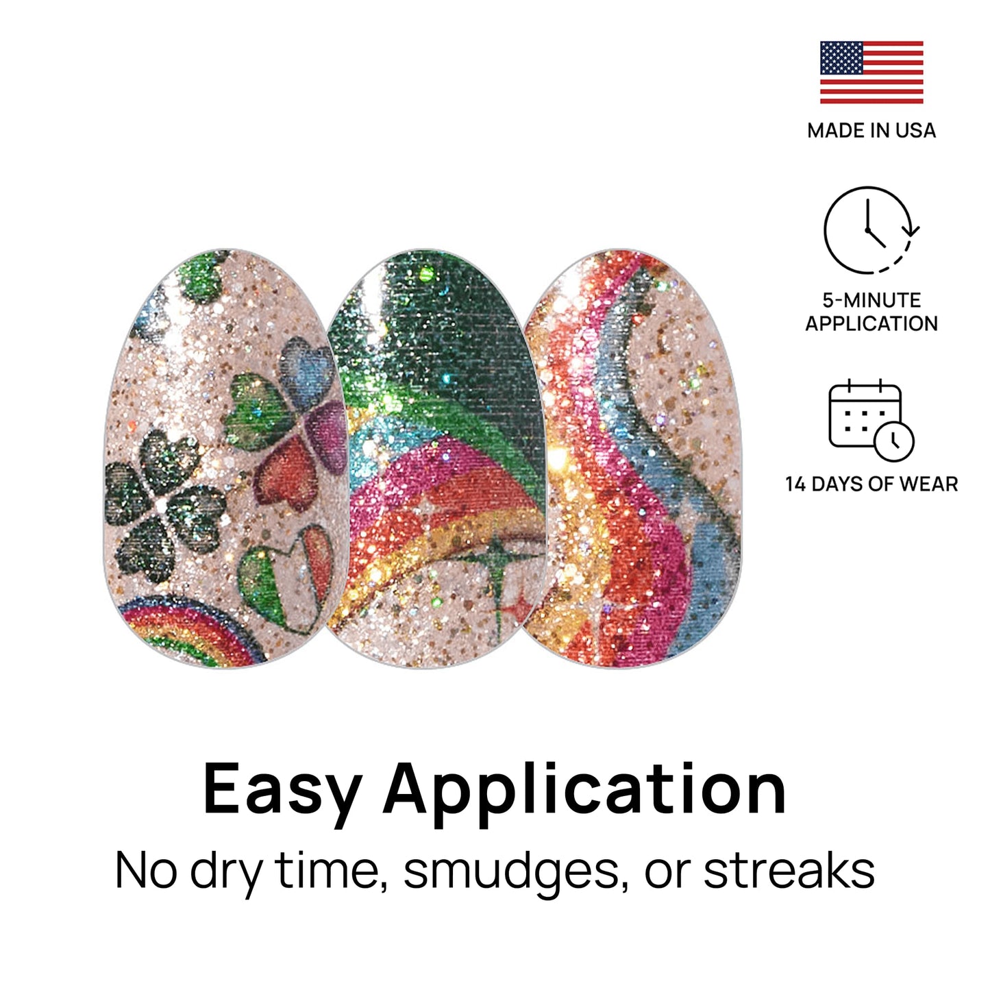 Color Street - Charms and All - Glittery Nail Polish Strips with Glitter Finish, Real Nail Polish Strip, Glam Manicure Set - 16 Strips