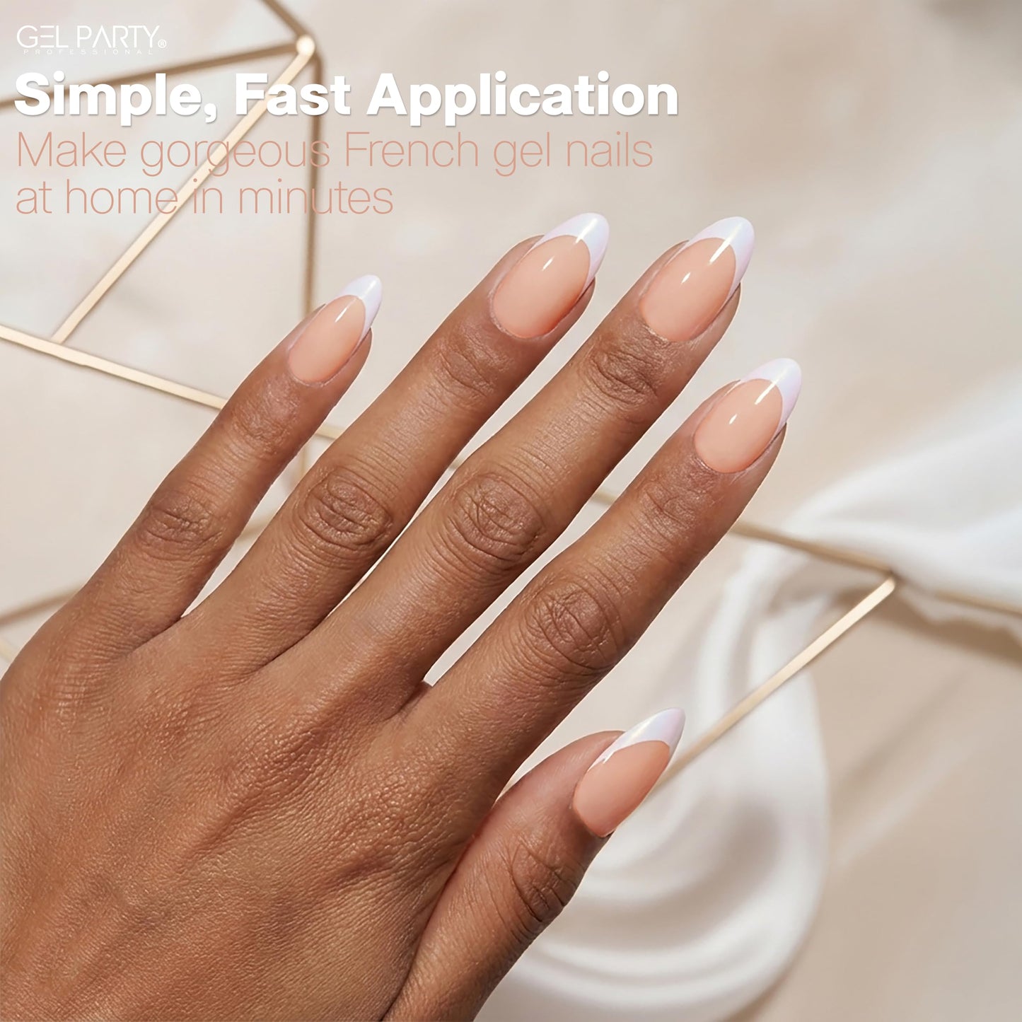 GELPARTY Soft Gel French Nail Tips – 150pcs, 15 Sizes, Pre-Shaped Nude Short Almond & Classic French Tips, Professional DIY Manicure, Long-Lasting & Easy Application