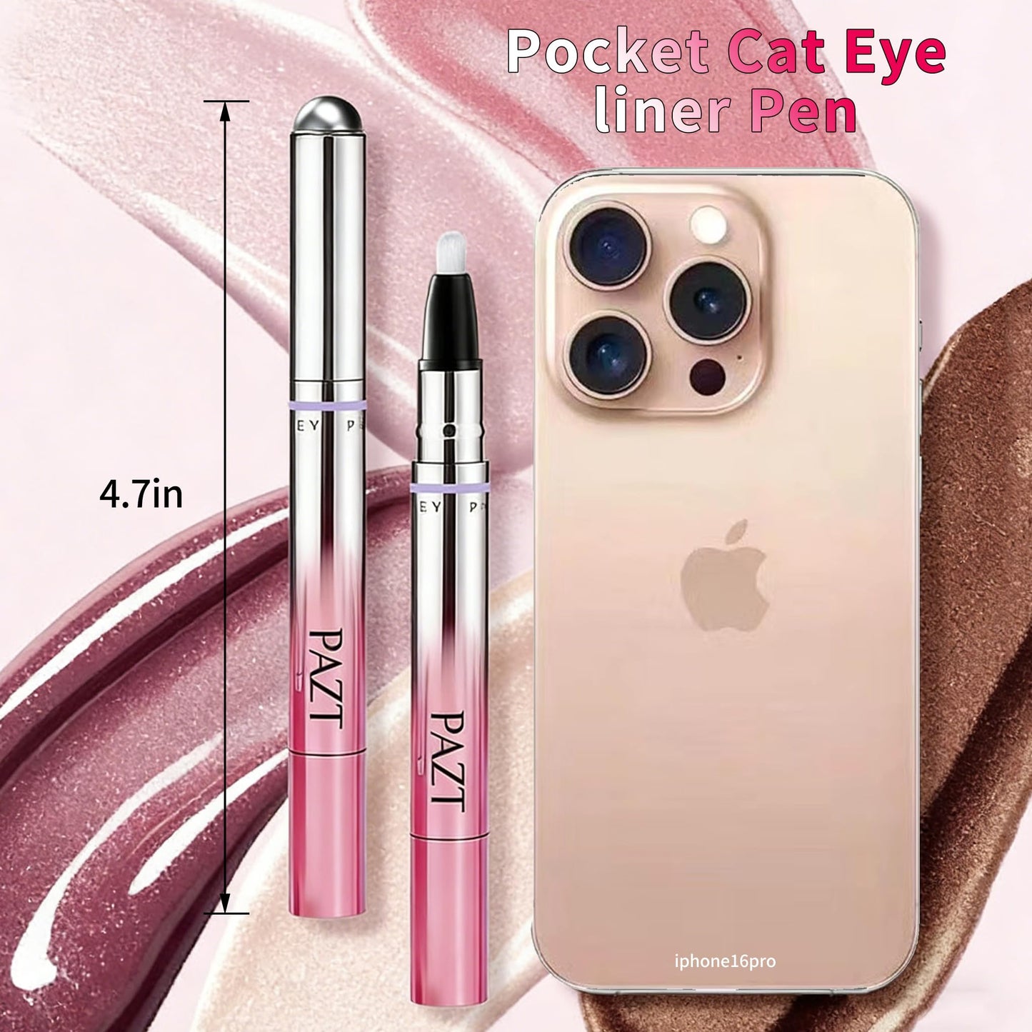 CHANLETREE 3 in 1 Multi-Use Cat Eye Nail Polish Pen with Built-in Cat Eye Magnet, LED UV Pen Light + Mini Sponge + Cleansing Pads, DIY at home Manicure Tool (White)