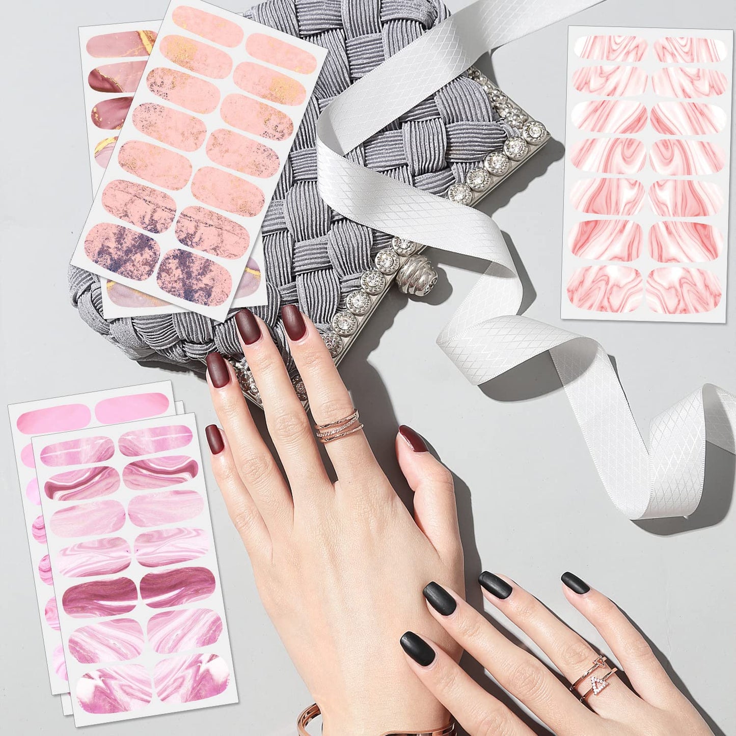SILPECWEE 12 Sheets Nail Wraps for Women Nail Polish Strips Color Blending Self Adhesive Nail Polish Stickers Gel Nail Strips Nail Art Accessories with 1pc Nail File (Dreamy Style)