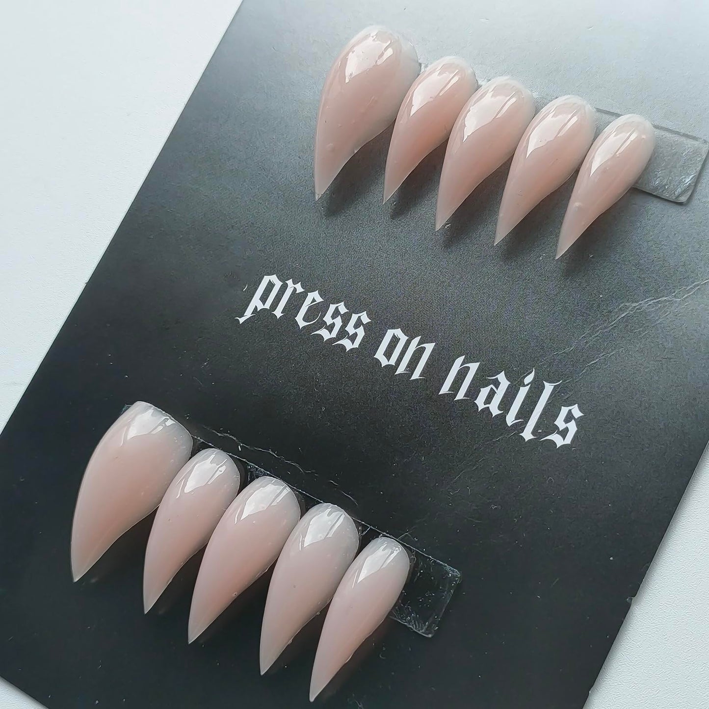 Luxury Press on Nails Medium Curved Stiletto Handmade Eagle Claw Unique Reusable ABS Material Fake Nails Dragon Cat Claw False Nails with Designs Nude Glossy Glue on Nail Thick Acrylic Nail(S)