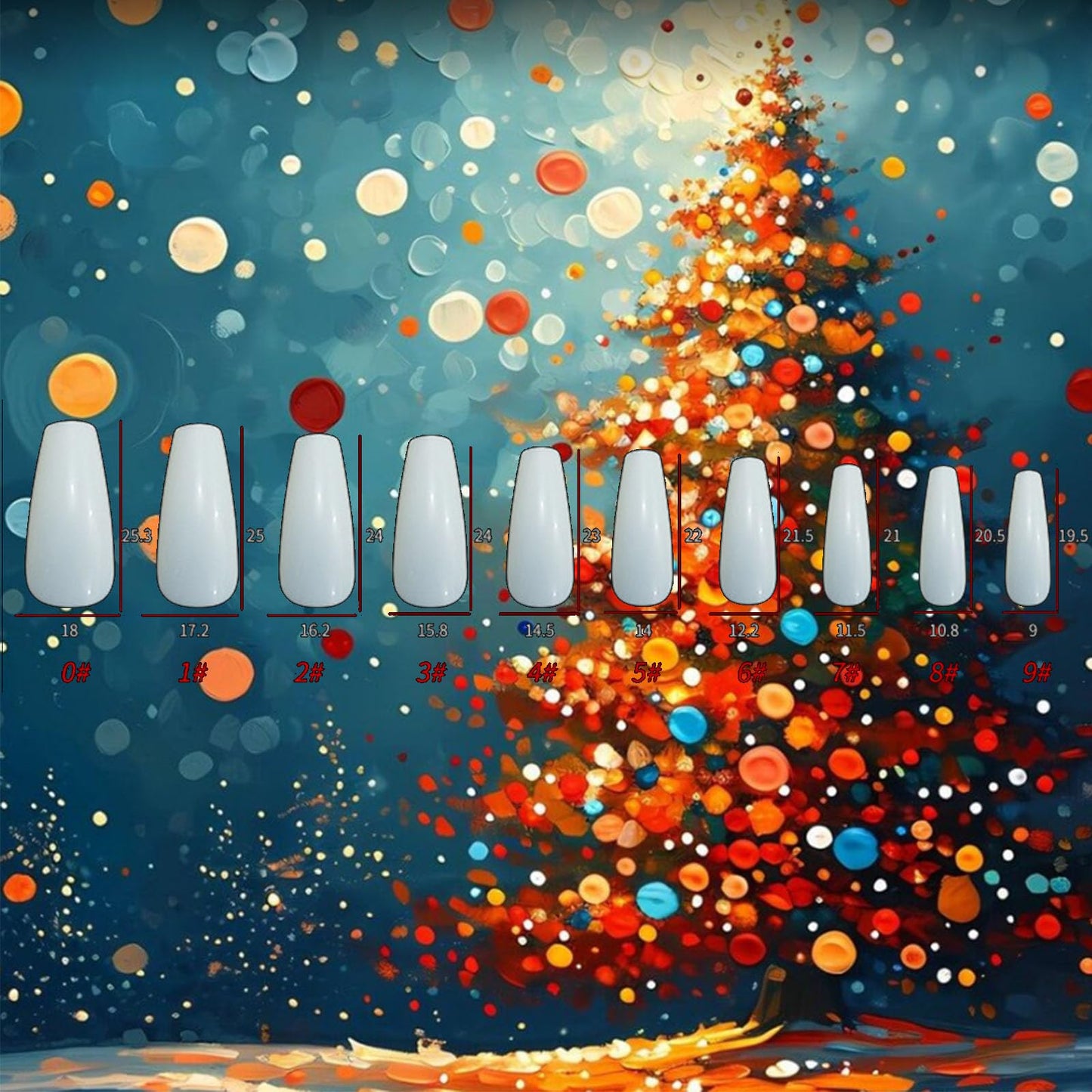 Christmas Press on Nails 24Pcs Glossy White Snowflake Acrylic Fake Nail Xmas Bell Medium Coffin False Nails Christmas Tree Stick on Fingernails Snowman Gel Glue on Nail for Women Xmas Gift