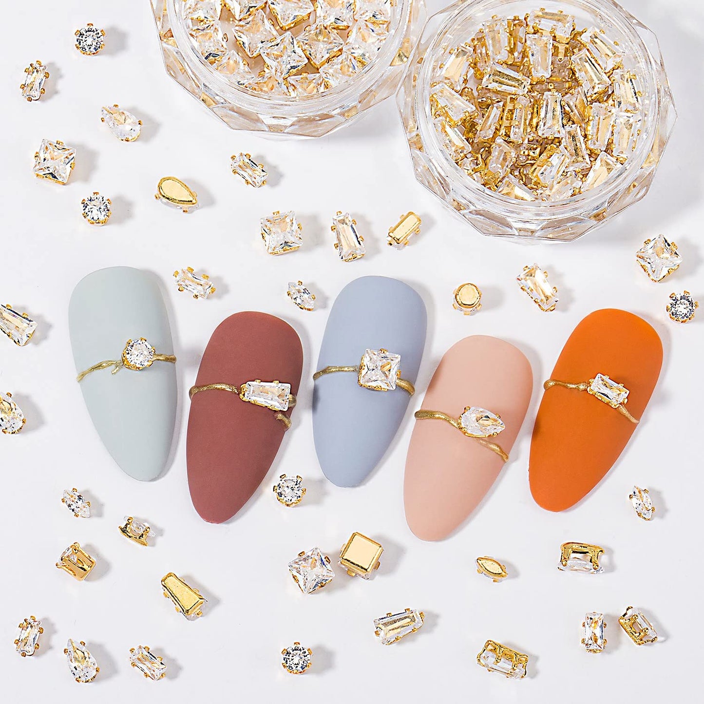 120Pcs Metal Nail Art Zircon Charms Gold Silver Sparkling Nail Charms Gems Rhinestones Glass Resin Jewelry Flatback Diamonds for Nail Art and Decoration DIY Manicure