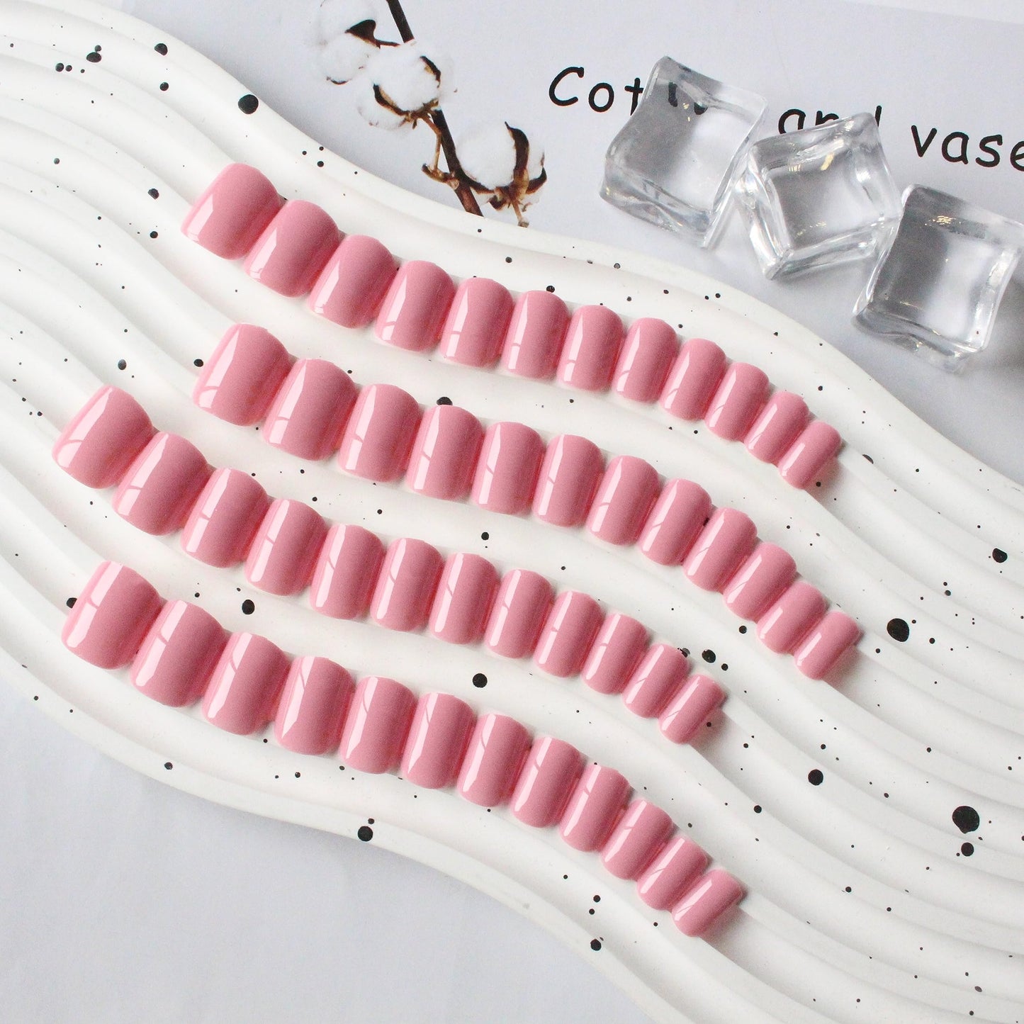 KQueenest 48 Pieces Mauve Pink Press on Nails Short Square, Gel Fake Nails Short Coffin, Pure Dark Pink Color Natural Petite Nails Press ons, Reusable Acrylic Stick on Nails Press on for Women