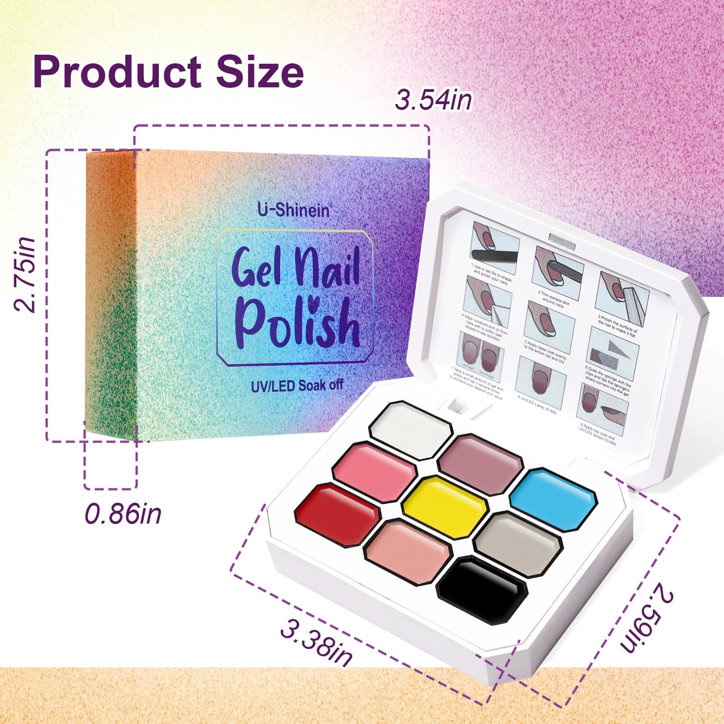 U-Shinein Gradient Painting Gel, 9 Colors Ombre Gel 3D Sculpture Effect Black&White Nude Pink Sponging for Pigment Pat Aura Nails French Manicure Soak Off UV Artistic Inspiration