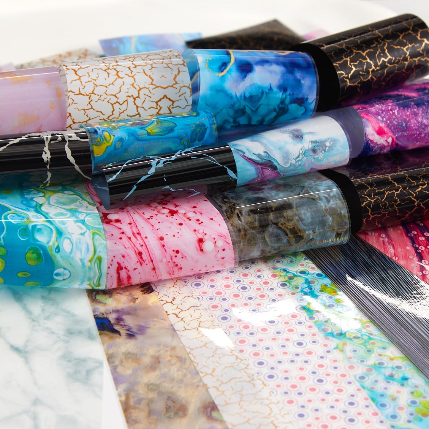 DANNEASY 300 Sheets Nail Art Foil Transfer, Starry Sky Star Nail Foil Wraps, Marble, Metallic, Butterfly, Flower Nails Stickers Design Holographic Nail Foils Decoration for Women Nails Supplies