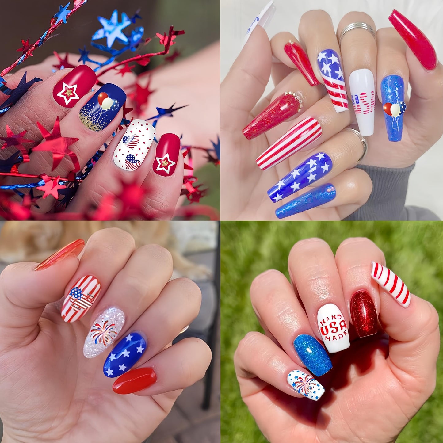 5 Sheets July 4th Nail Art Stickers 3D Self Adhesive American Flag I Love America Nail Decals Memorial Day for Women Nail Art Decoration