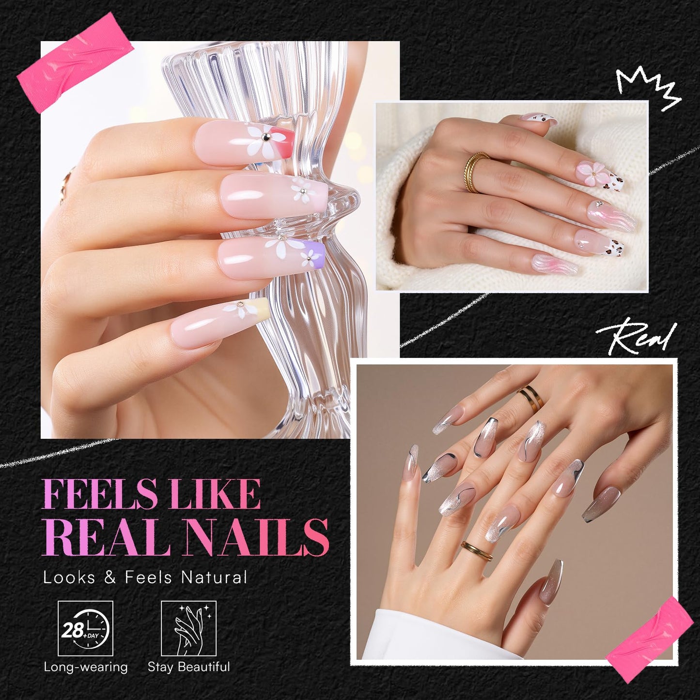 Makartt Coffin Nail Tips: Medium, 240PCS, 15 Sizes, Half Matte, Clear Acrylic, Full Cover Ballerina Press on Nails Extensions Supplies Salon and DIY Extension for Long-Lasting Manicure