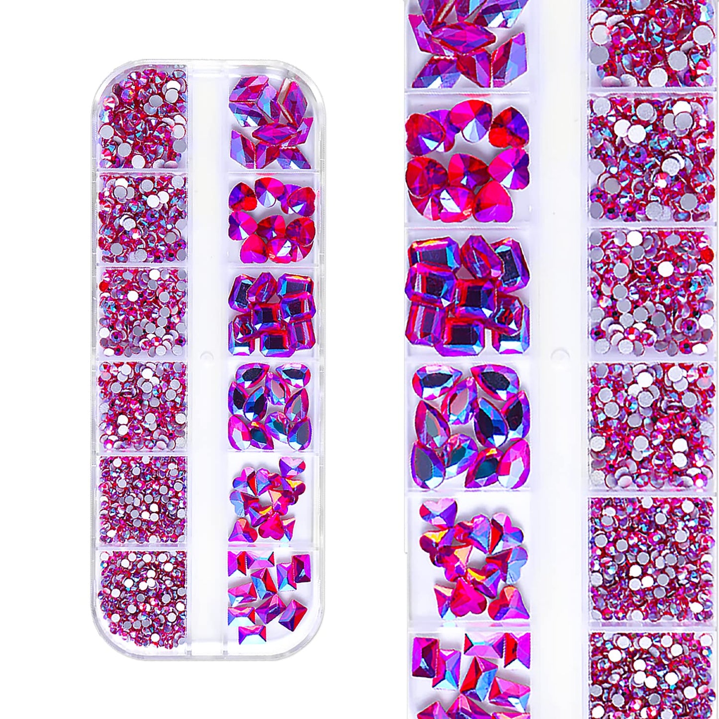 WOKOTO 2 Box Flat Back Pink and Rose AB Nail Rhinestones for Nails Art Rhinestones for Crafts Big Pink Nail Crystal Rhinestones for Acrylic Nails Diamonds for Nails Stones Crystals for Nails
