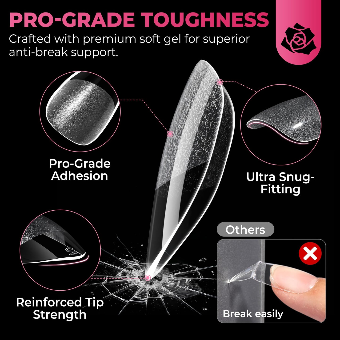 UNA GELLA Short Almond Nail Tips: 450PCS Short Fake Acrylic Nail Tips 15 Sizes Soft Pre-shape Press On Nails Almond For Full Cover Nails Extension Home DIY Salon