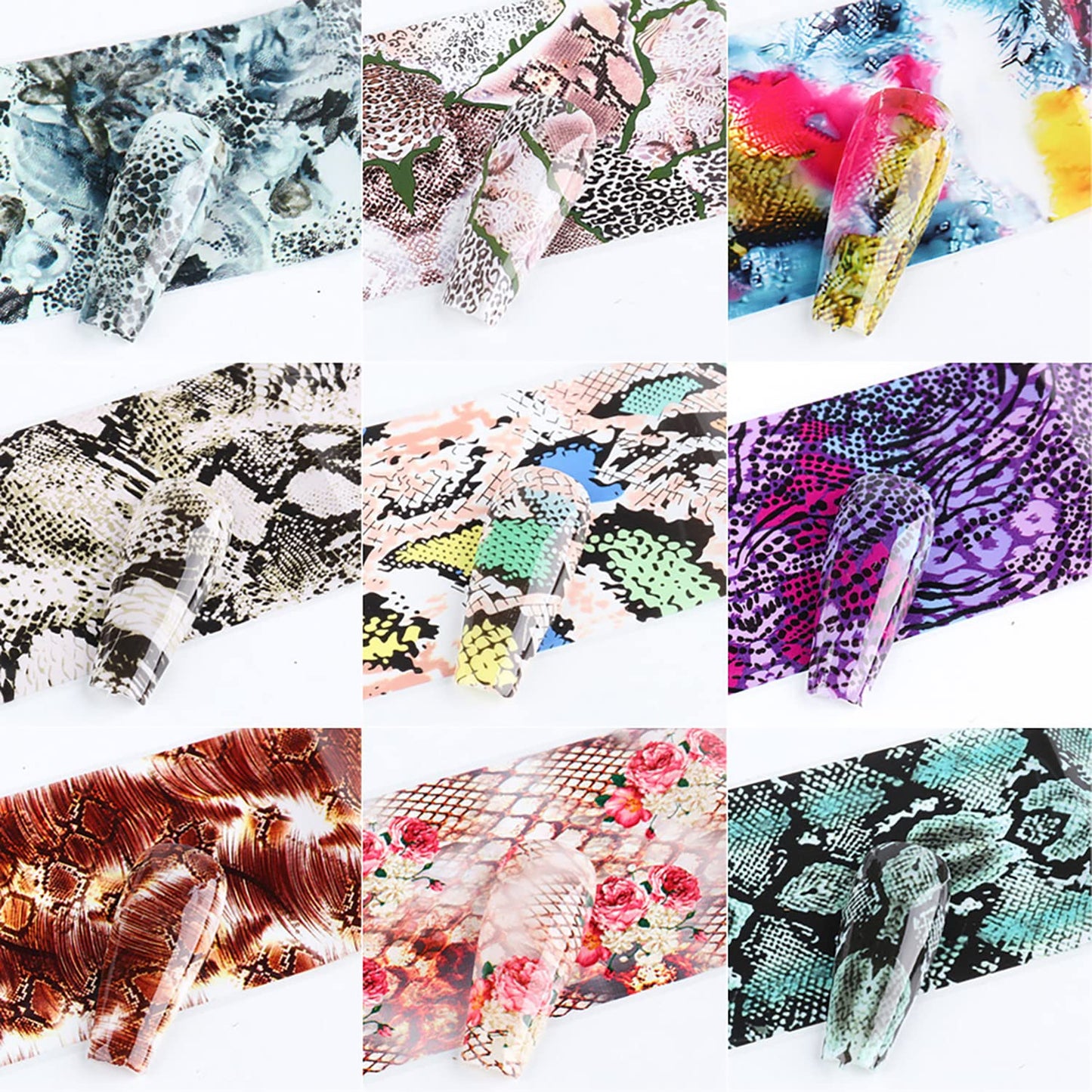 Snake Print Holographic Nail Foil Stickers - Sky Starry Paper Transfer Foils for Nail Transfer Glue Women Manicure