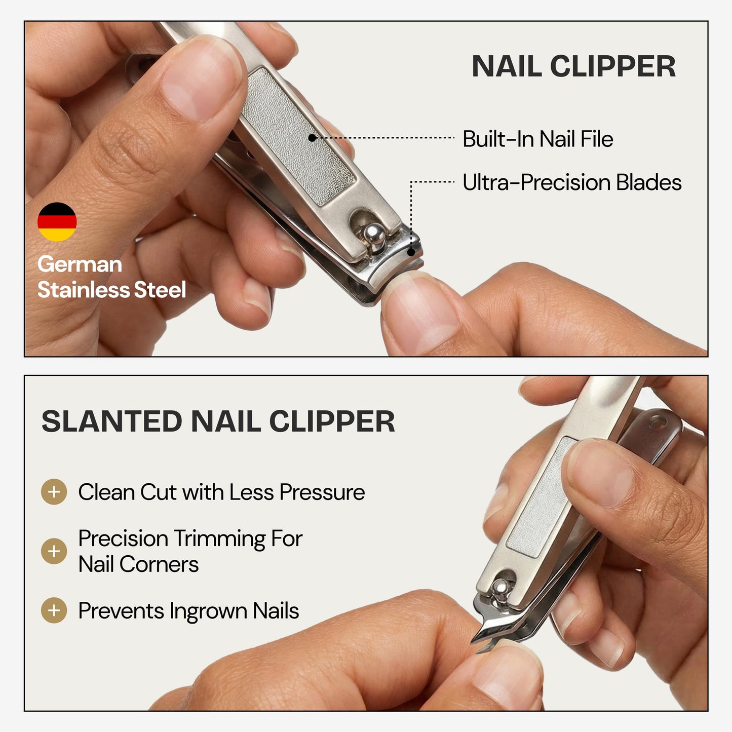 Beauty Power 9 in 1 Professional Manicure Pedicure Set - Stainless Steel Nail Clippers, Nano File, Cuticle Nipper, Scissors, Tweezers, Travel PU Leather Case for Men & Women - Gift Idea - Brown