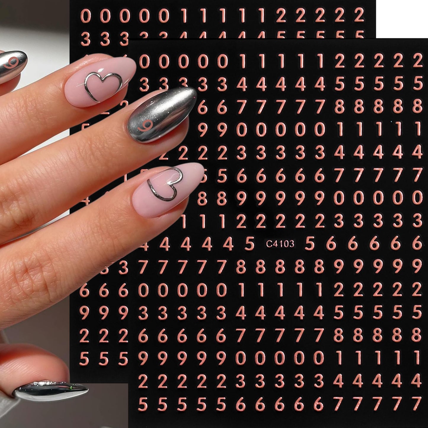 12 Sheets Numbers Nail Stickers 3DSelf-Adhesive Number Nail Decals Gold Silver Laser Silver Nail Art Stickers Laser Gold Black White Number Characters Nail Design Number Nail Supplies for Women DIY