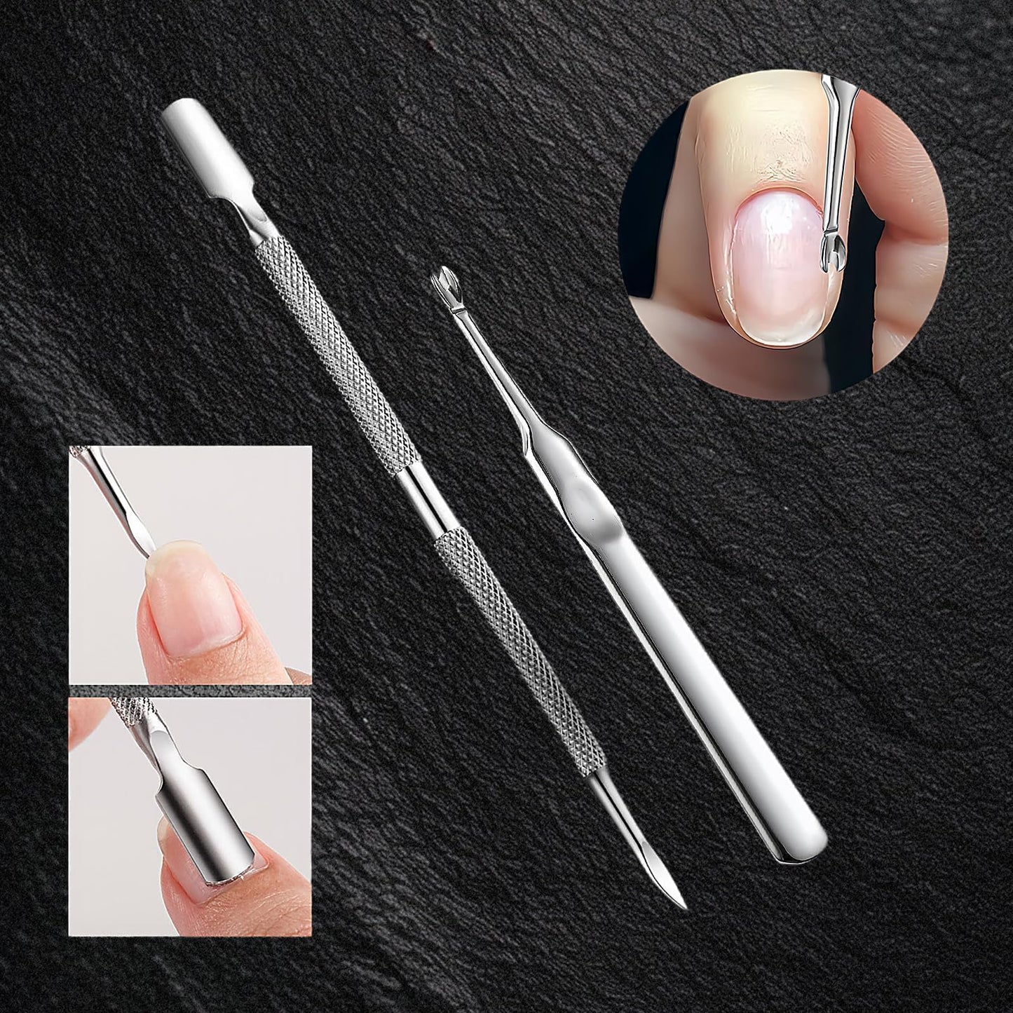 Cmetta Cuticle Nipper, Polished Coated Durable Trimmer with Pusher, Nail Clipper with Fine Edge, Comfort Grip Cuticle Cutter and Remover Tool Kit for Nail Care (Rose+ Blue+ Pusher)