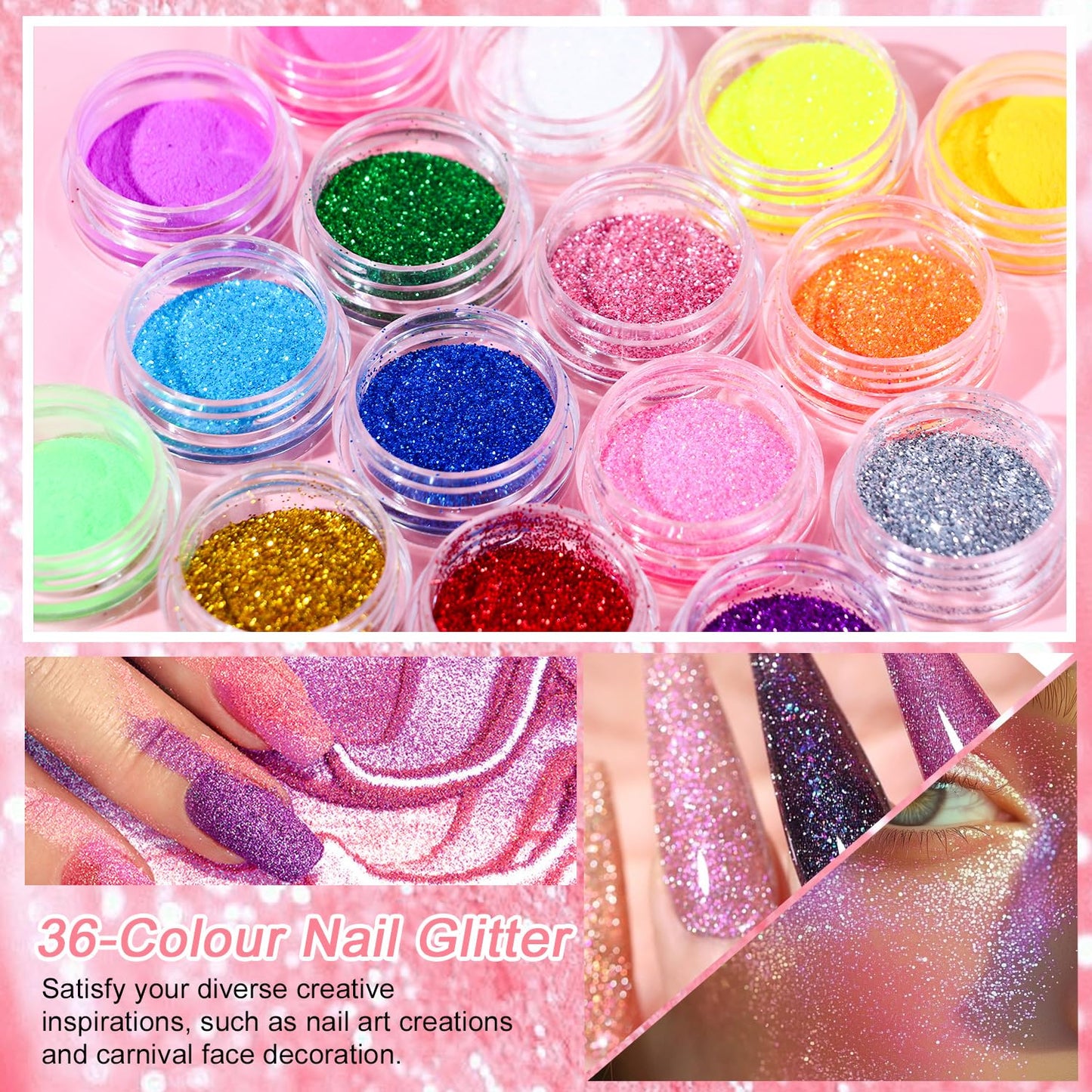 Acrylic Nail Kit for beginners with Everything- acrylic nail kit with drill lamp Acrylic Powder Glitter False Tips Starter Kit - Full Nail Supplies for Nail Extensions
